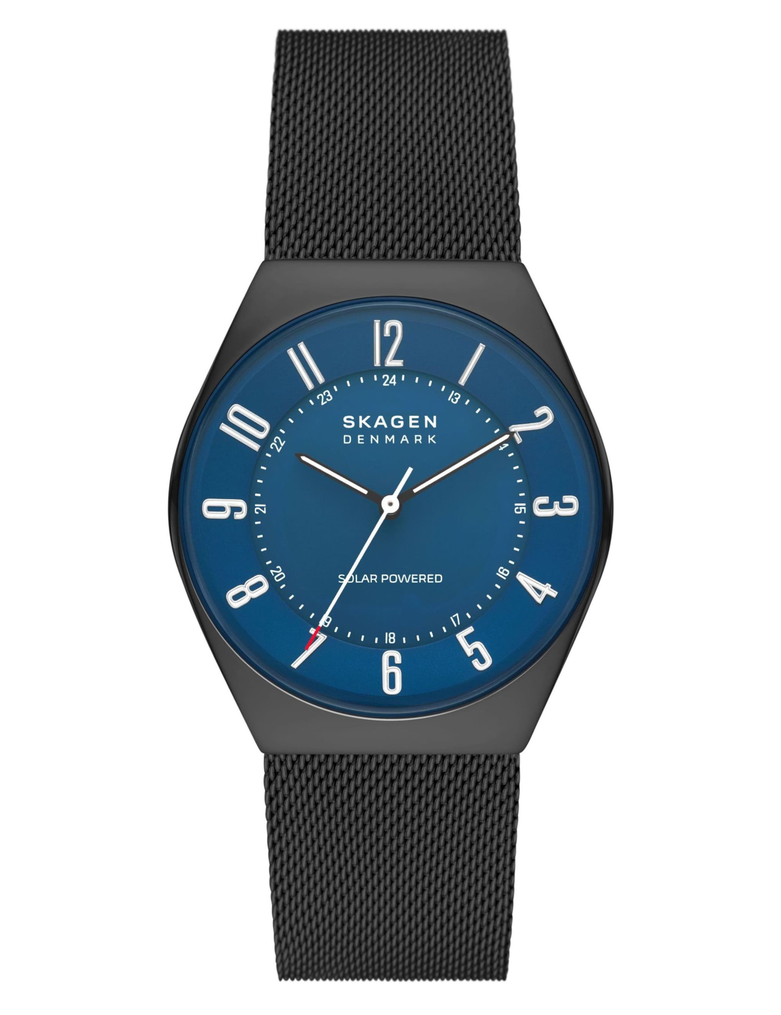 Skagen Grenen Black Stainless Steel Bracelet Solar Powered Watch 1 of 3