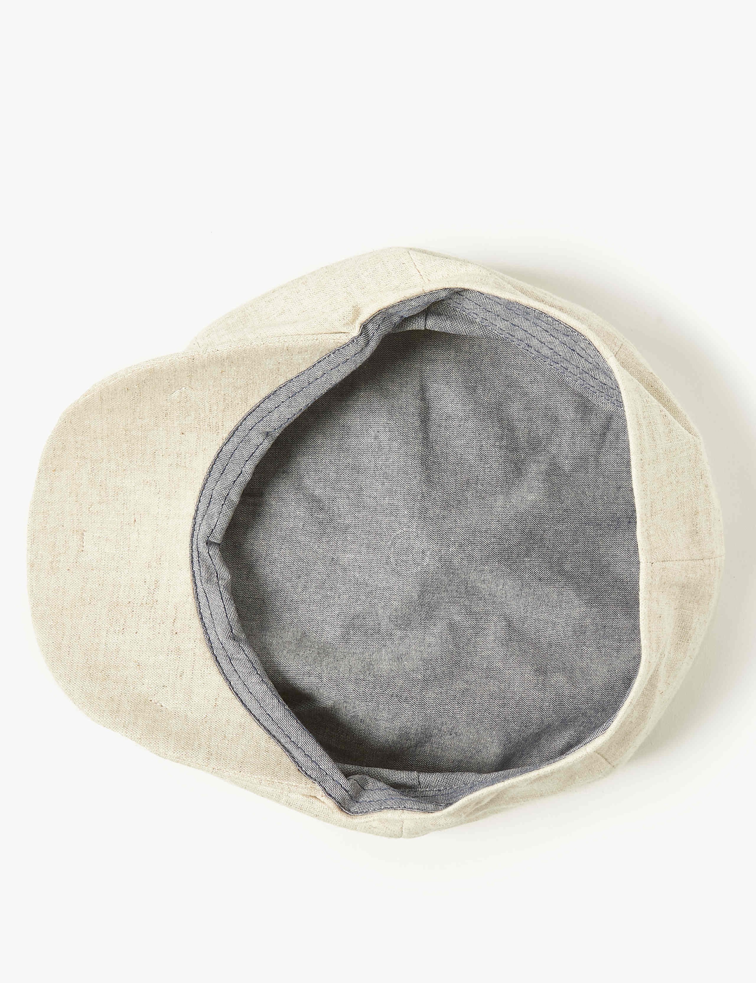 Linen Rich Textured Baker Boy Hat 3 of 3