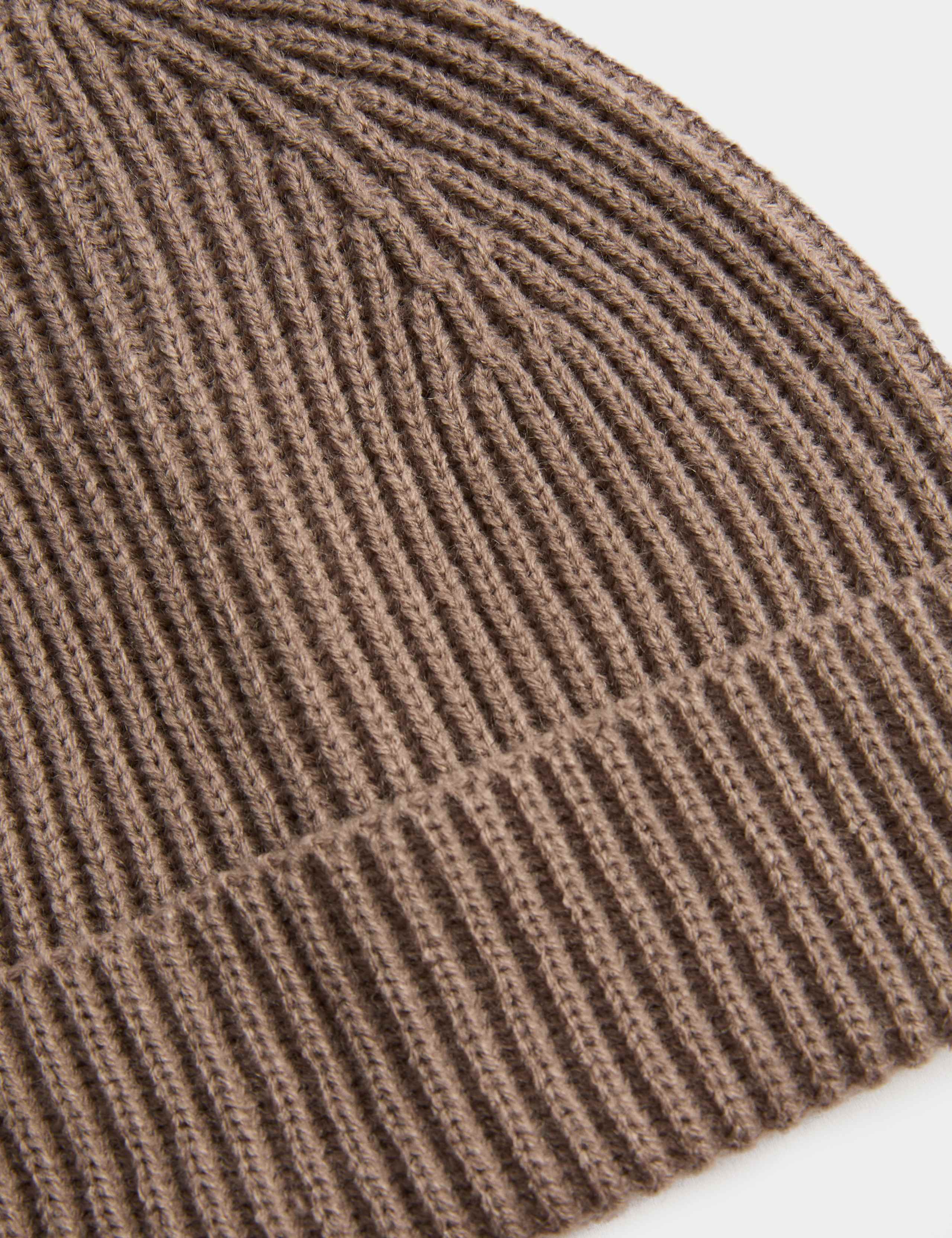 Ribbed Knitted Beanie Hat 2 of 2