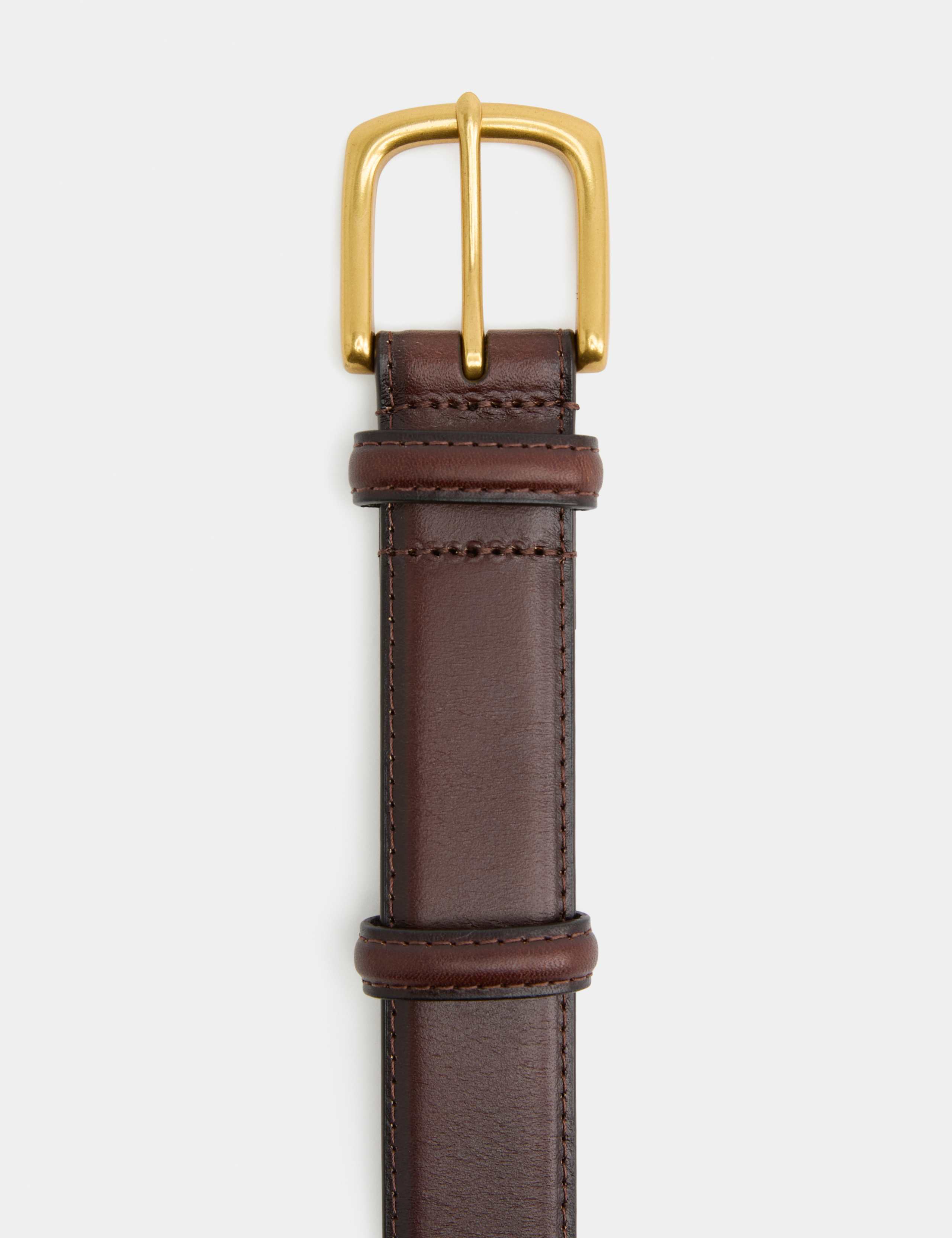 Leather Burnished Brass Buckle Belt 2 of 2