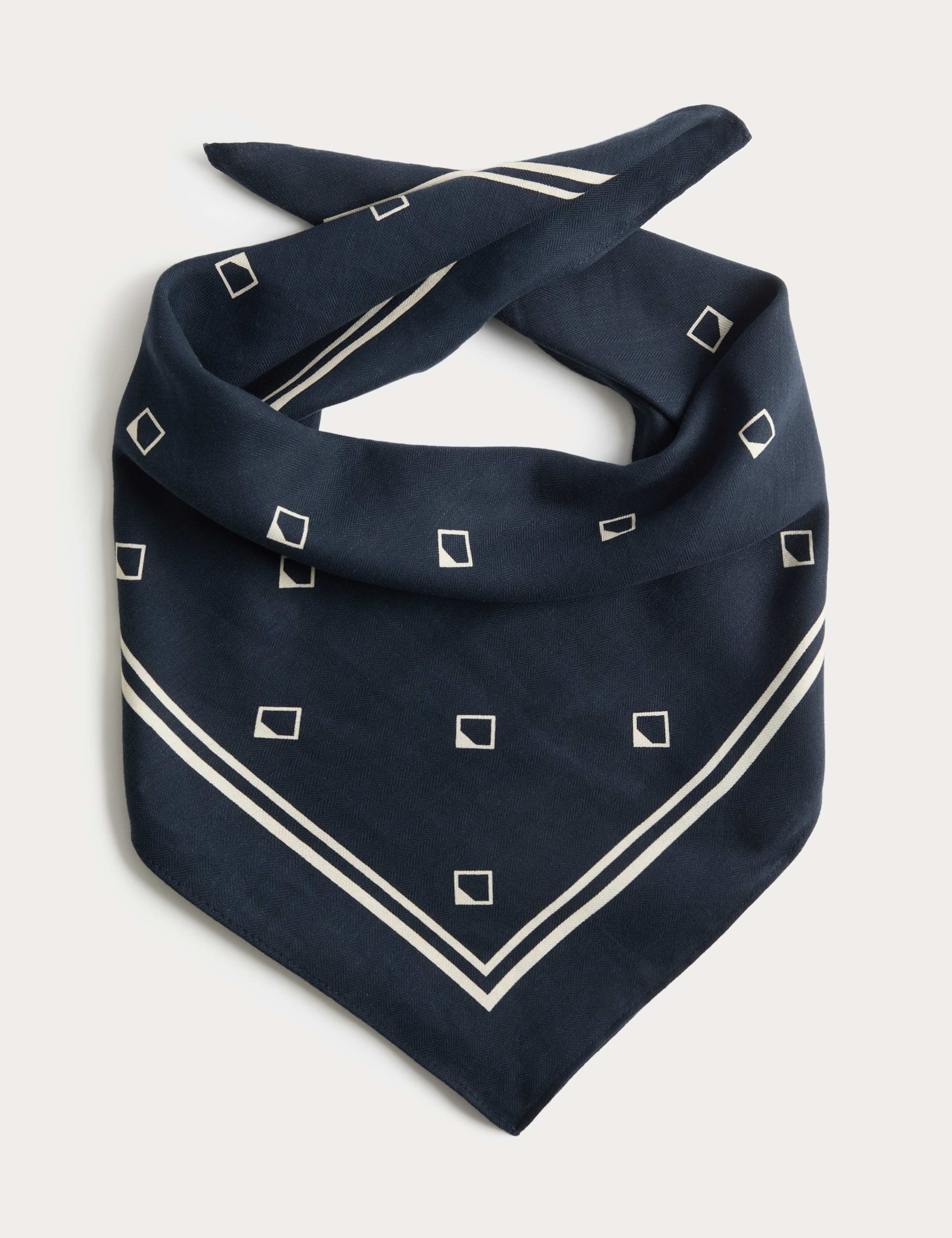 Linen Blend Geometric Print Bandana Scarf 2 of 3