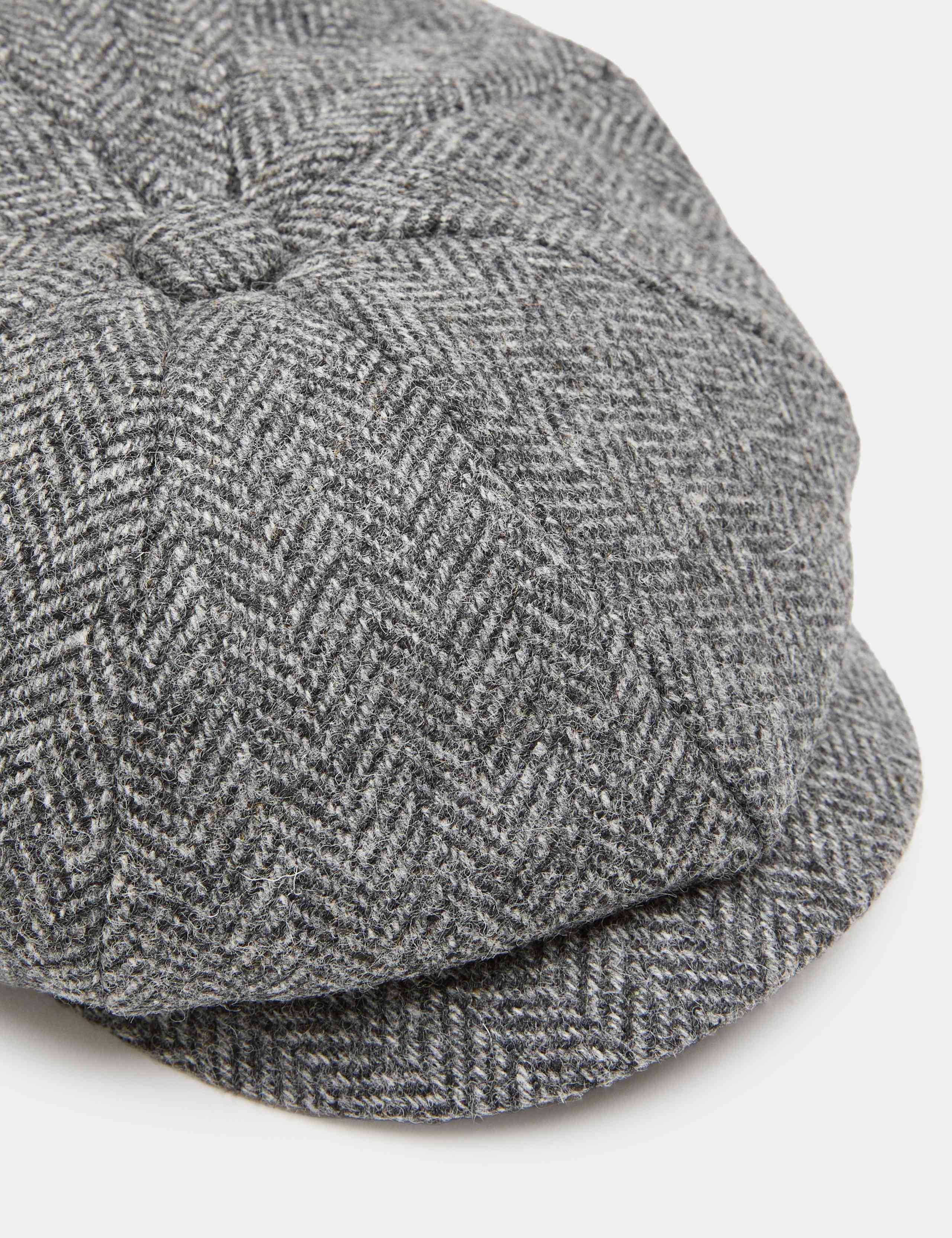 Pure Wool Herringbone Baker Boy Hat 2 of 2