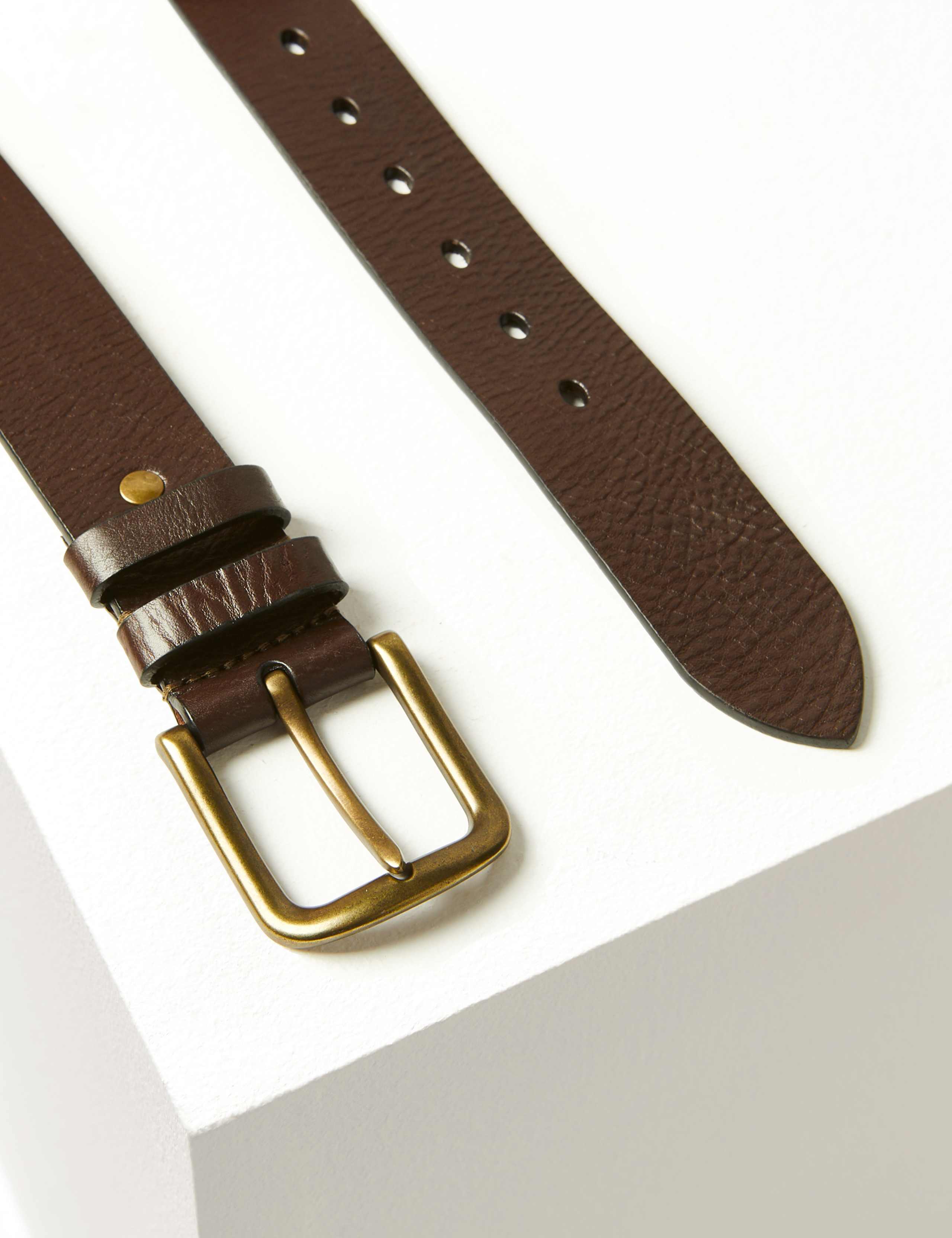 Leather Rectangular Buckle Denim Belt 4 of 4