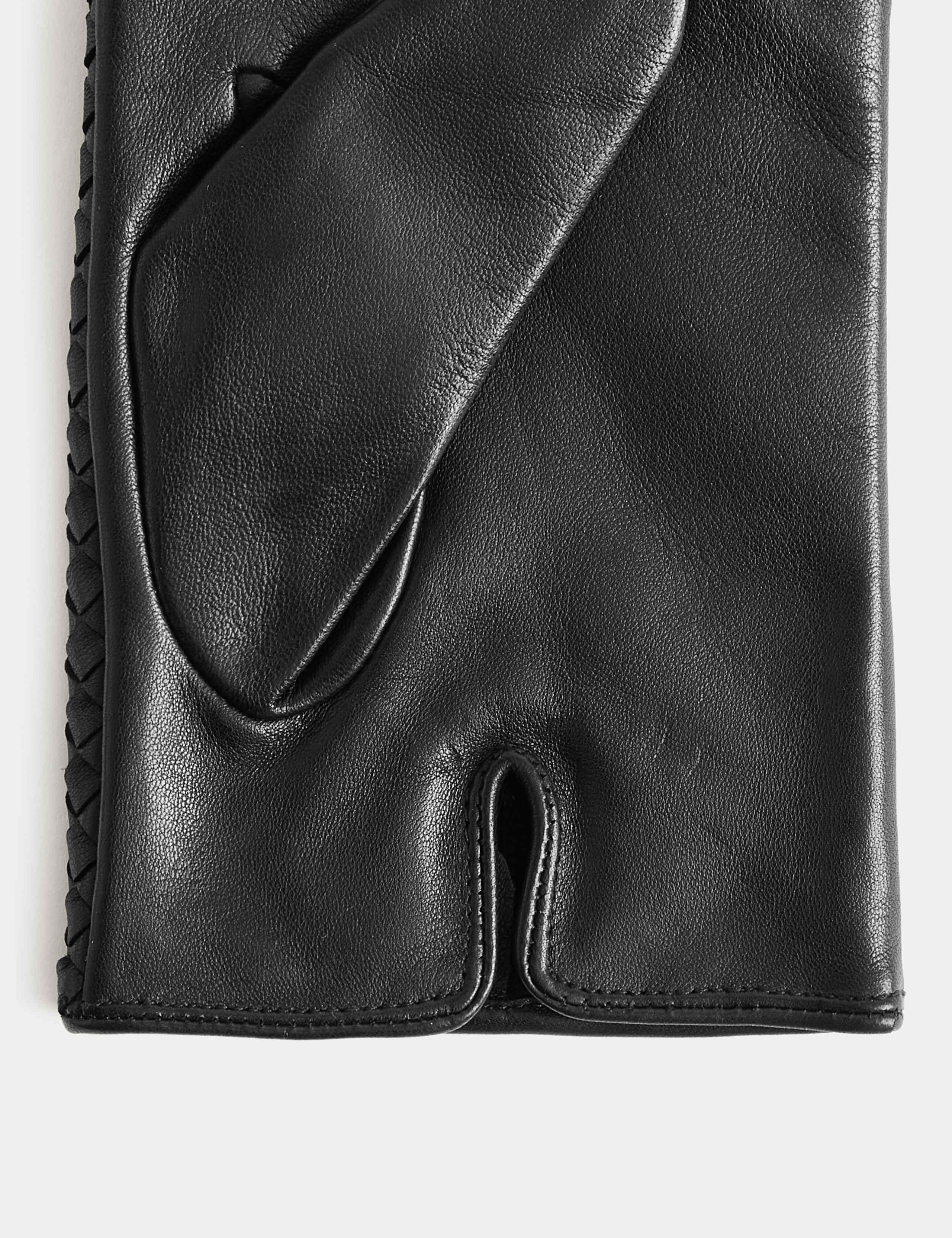 Leather Handwoven Cashmere Lined Gloves 2 of 2
