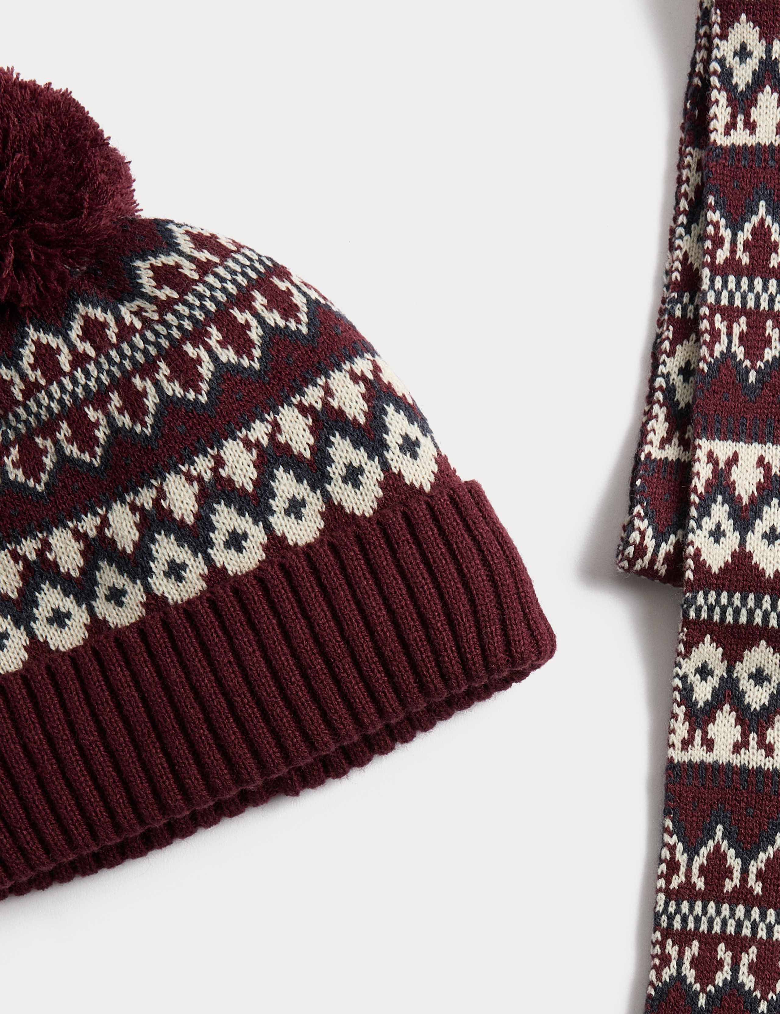 Fair Isle Knitted Hat & Scarf Set 2 of 2