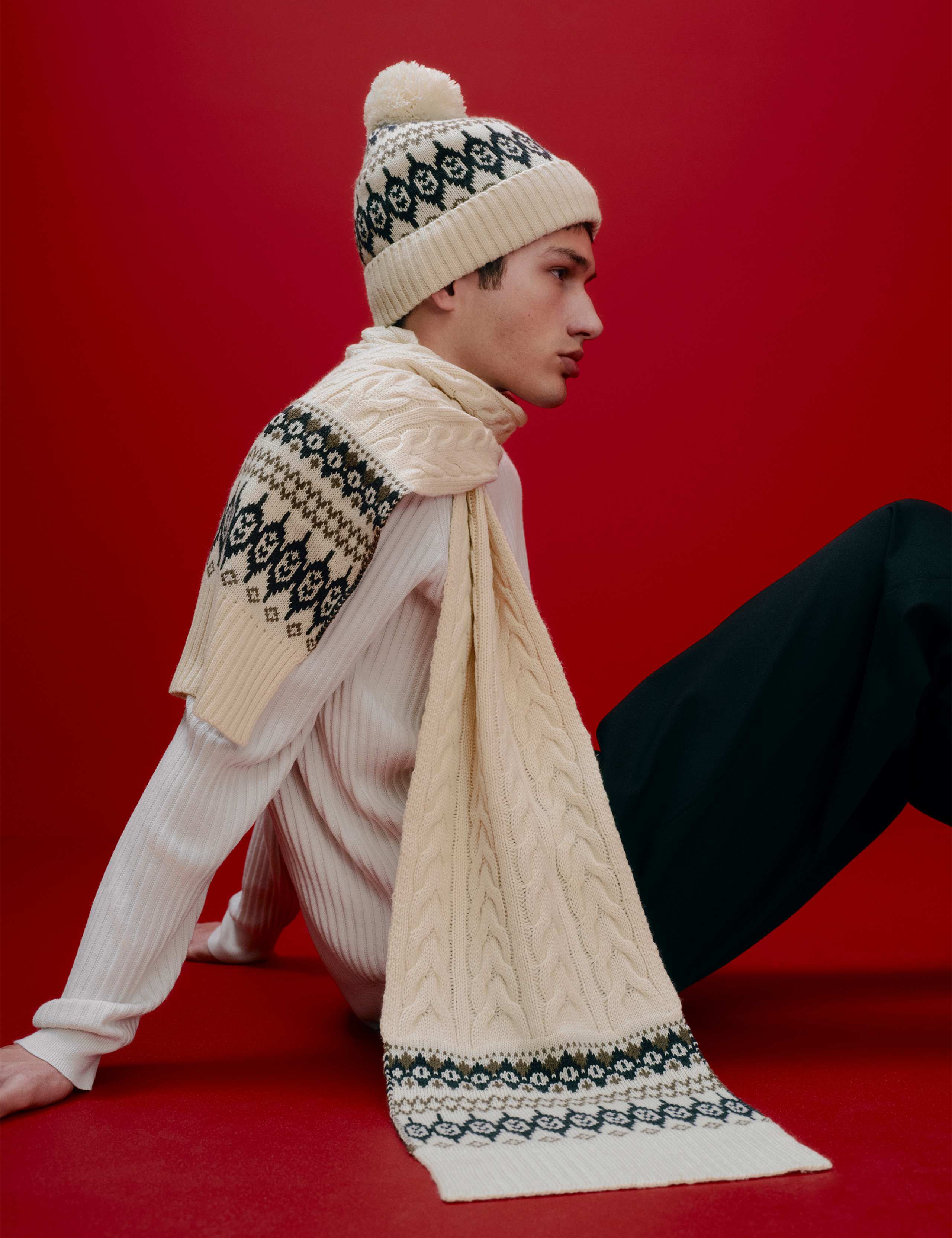 Fair Isle Knitted Hat & Scarf Set 1 of 3