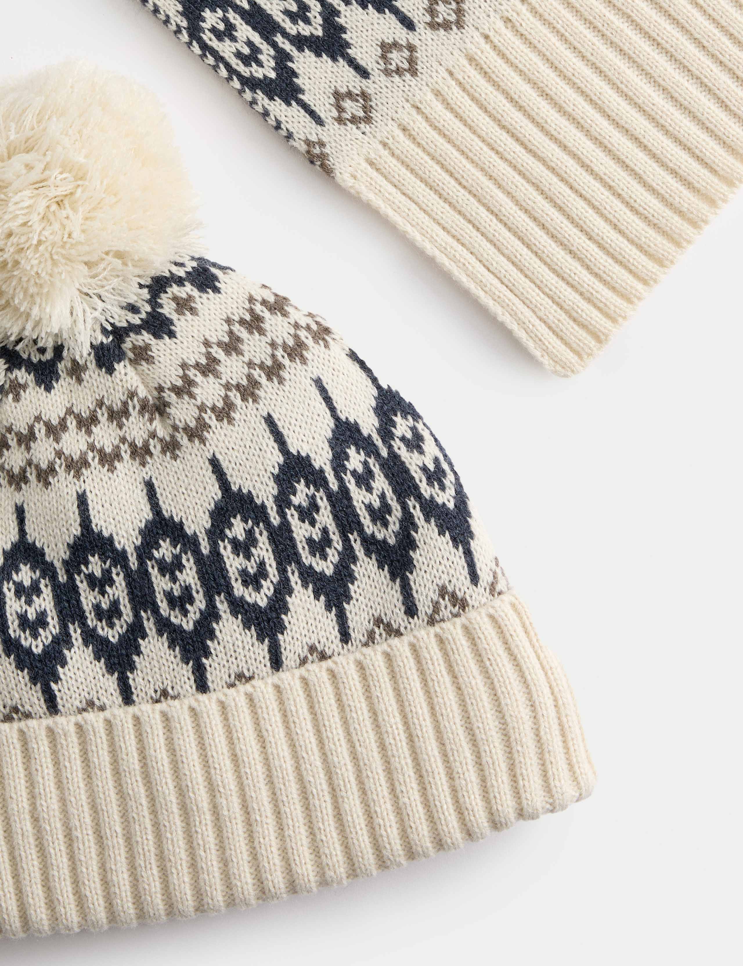 Fair Isle Knitted Hat & Scarf Set 2 of 2