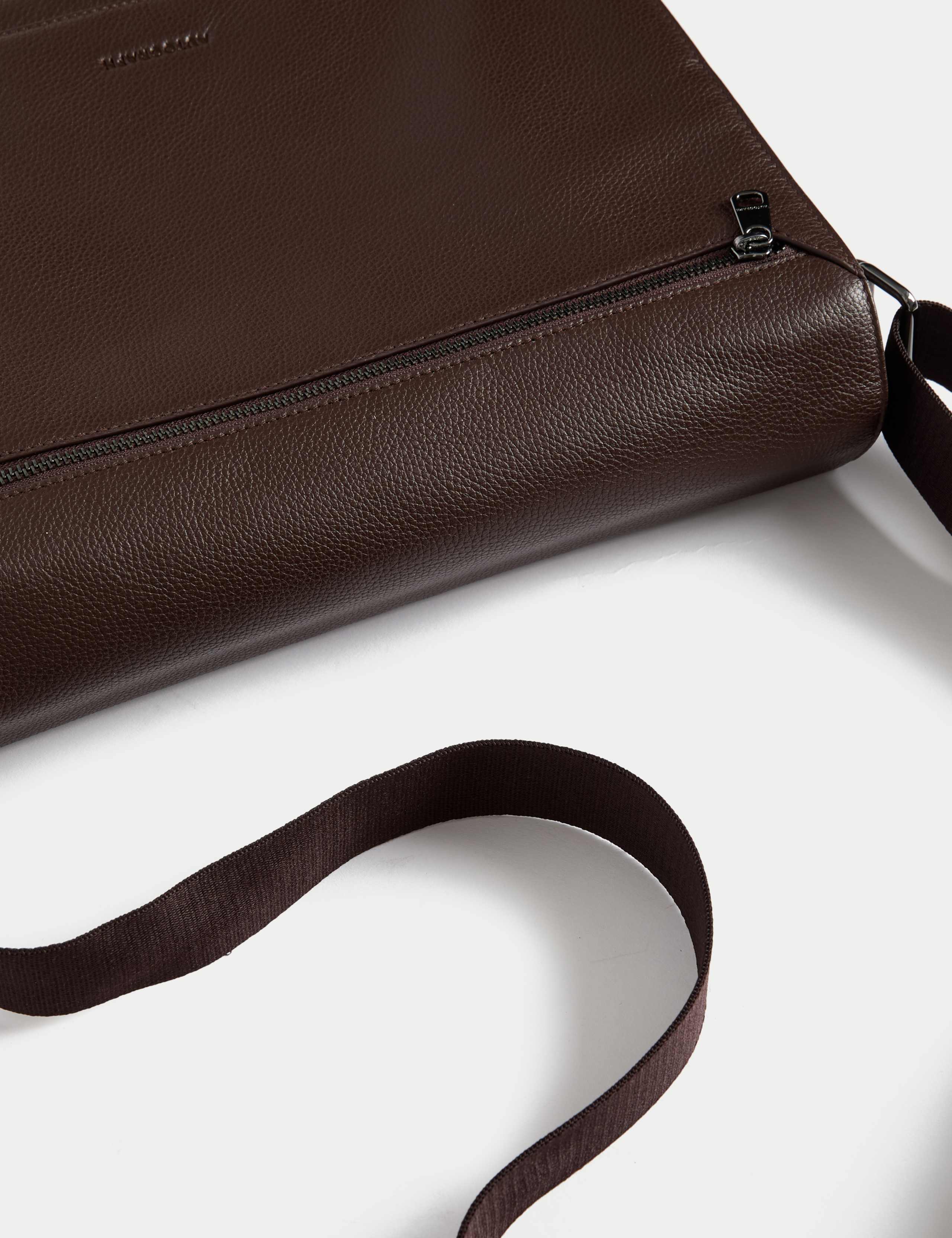 Leather Pebble Grain Messenger Bag 2 of 4