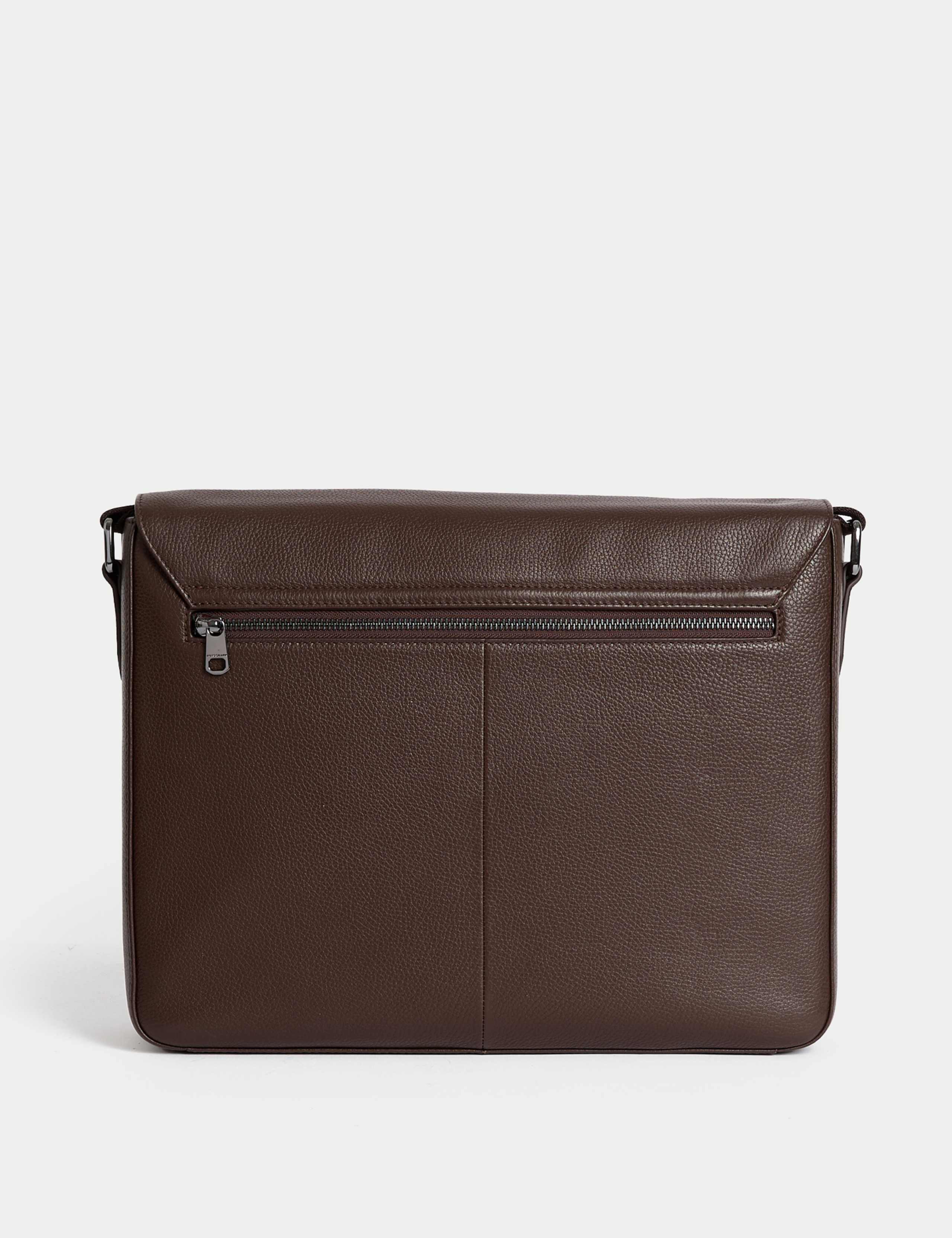 Leather Pebble Grain Messenger Bag 3 of 4