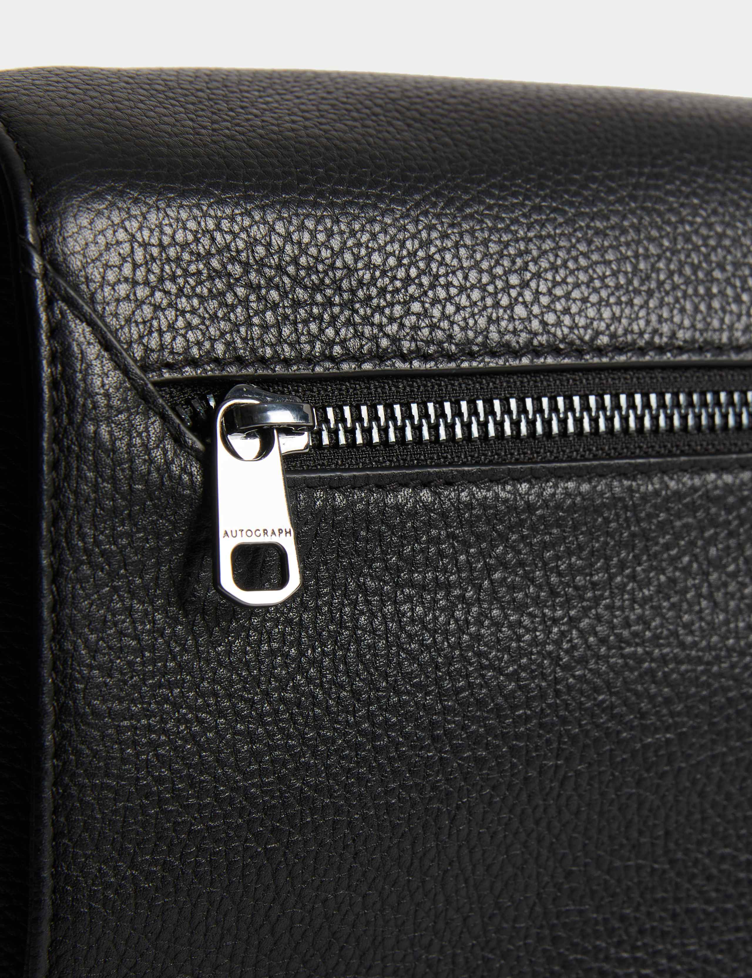 Leather Pebble Grain Messenger Bag 2 of 4