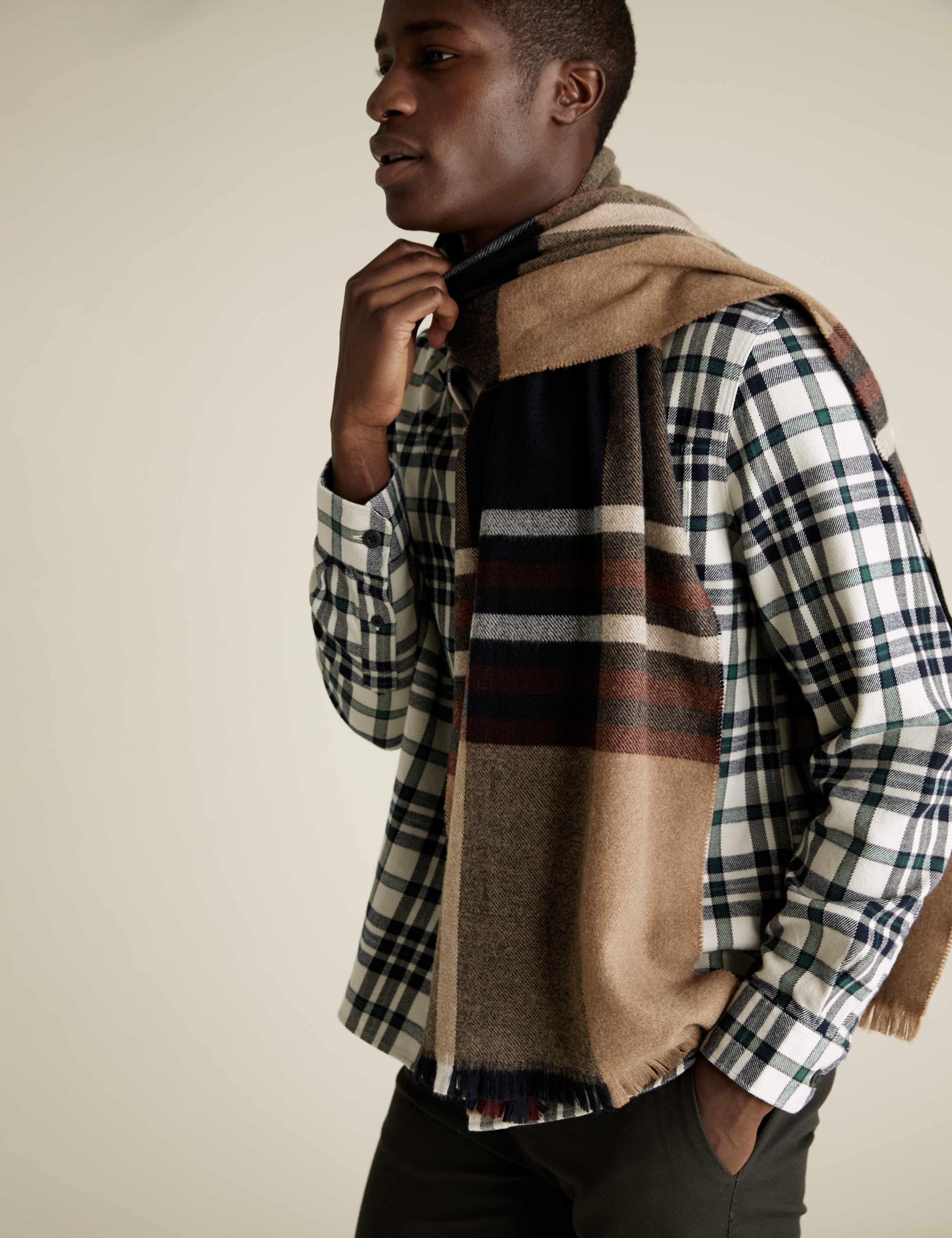 Wider Width Checked Scarf 1 of 4
