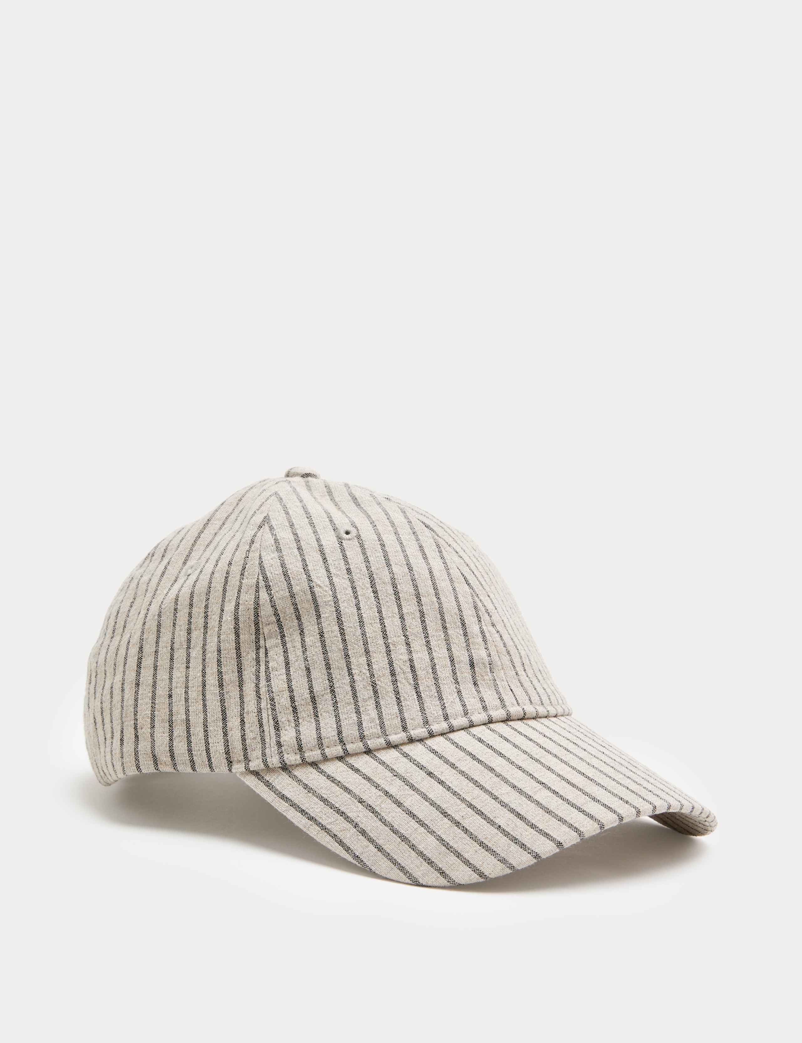 Pure Cotton Striped Textured Baseball Cap 1 of 3