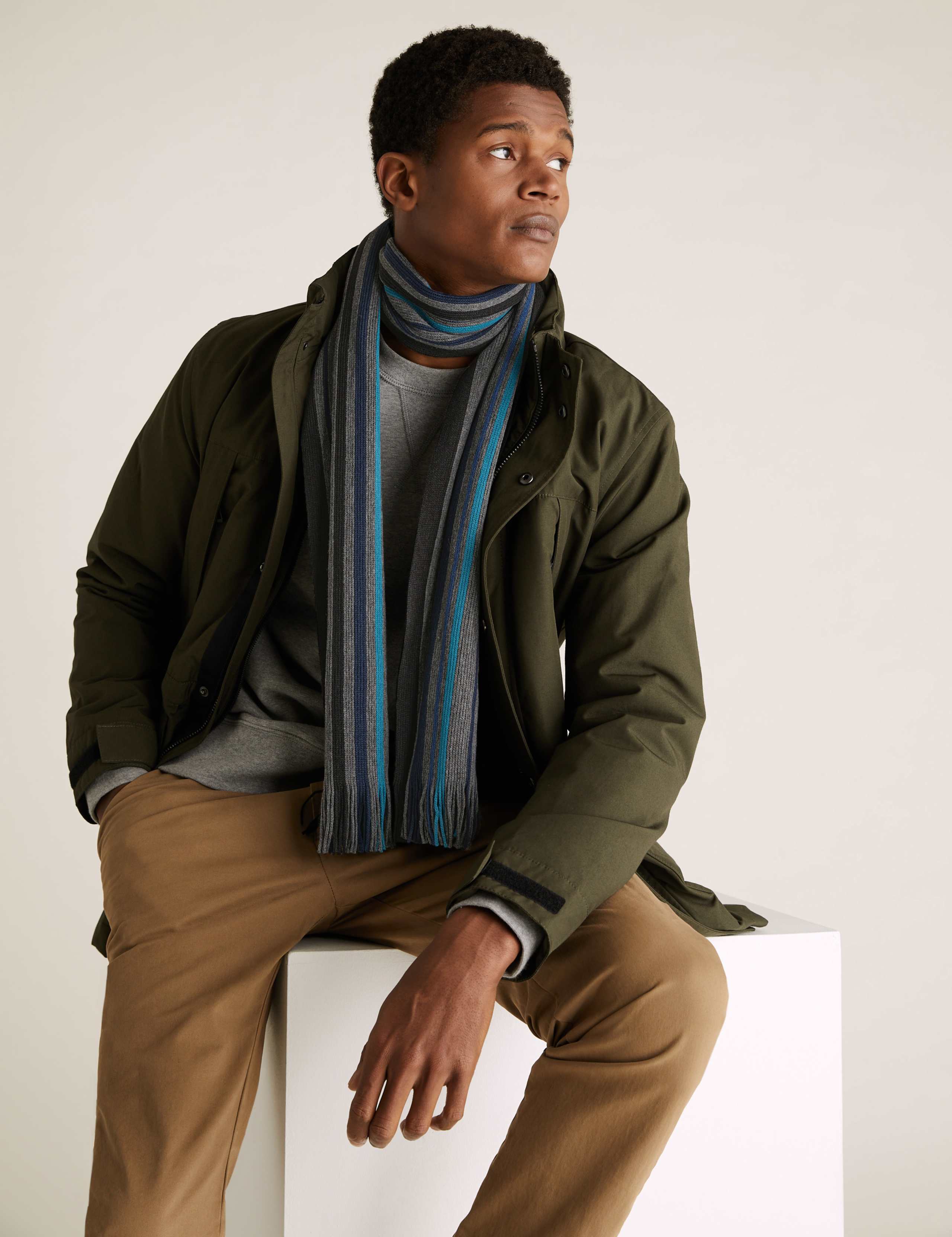 Striped Knitted Scarf 1 of 4