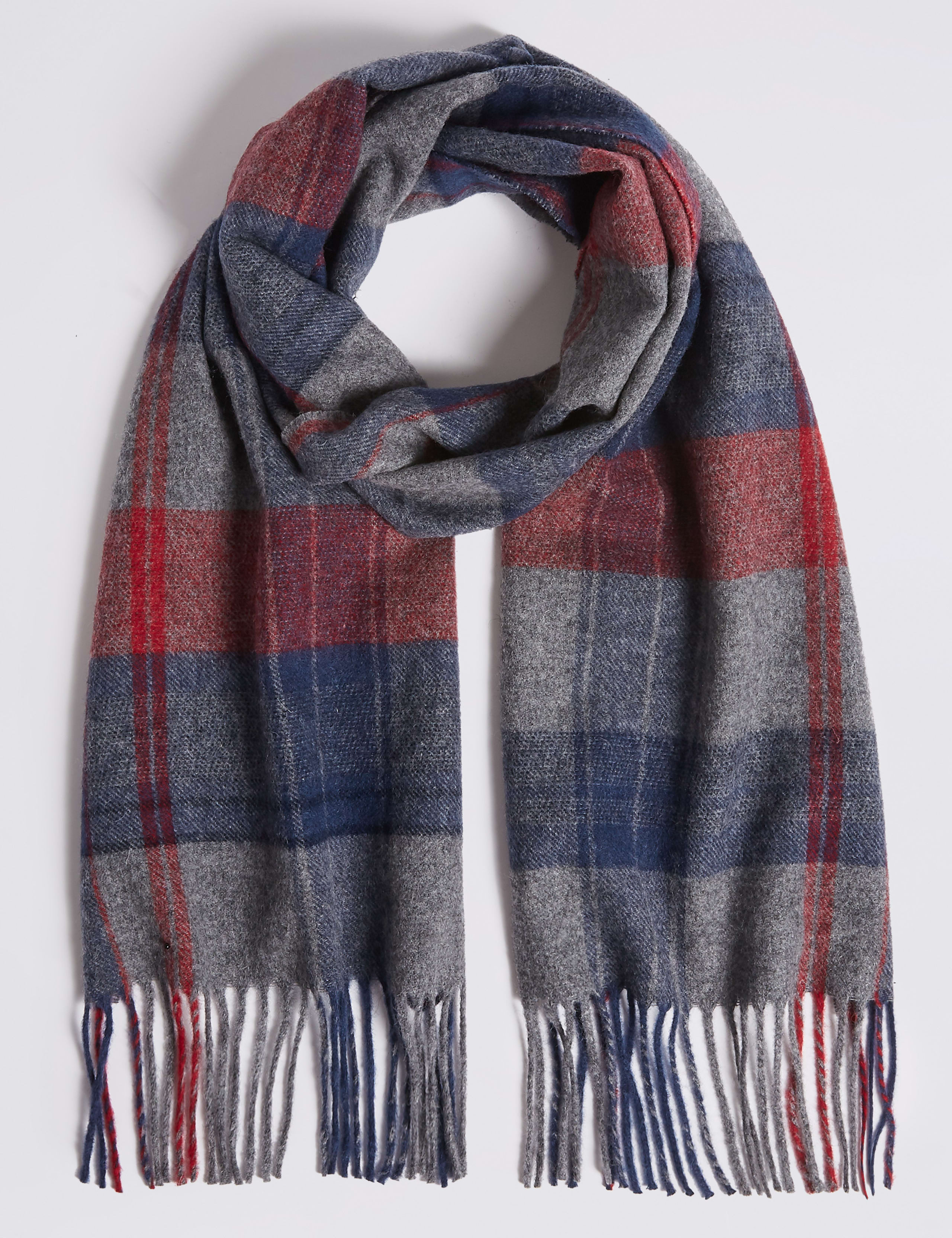 Overcheck Wool Woven Scarf 2 of 3