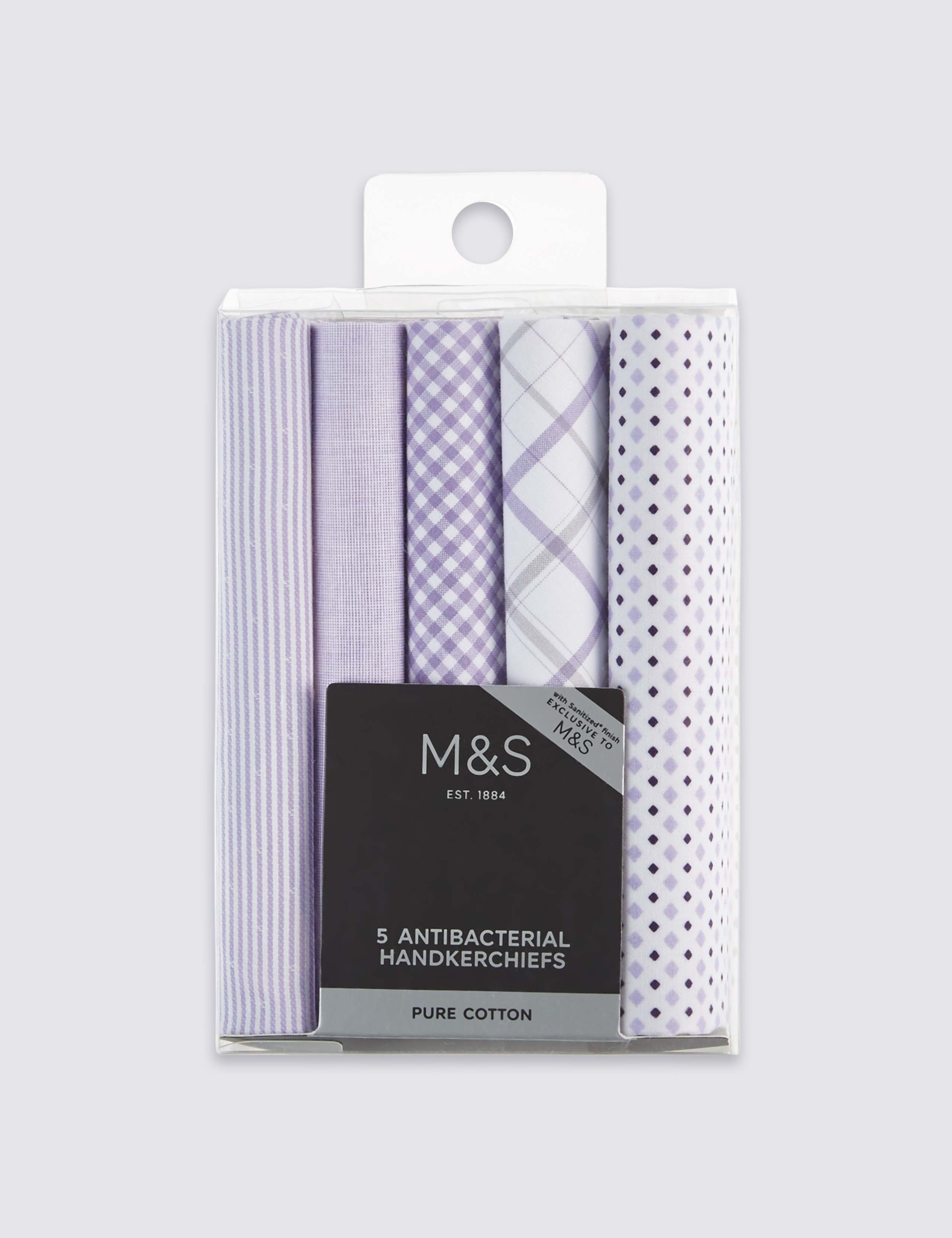 5 Pack Pure Cotton Handkerchiefs with Sanitized Finish® 1 of 2