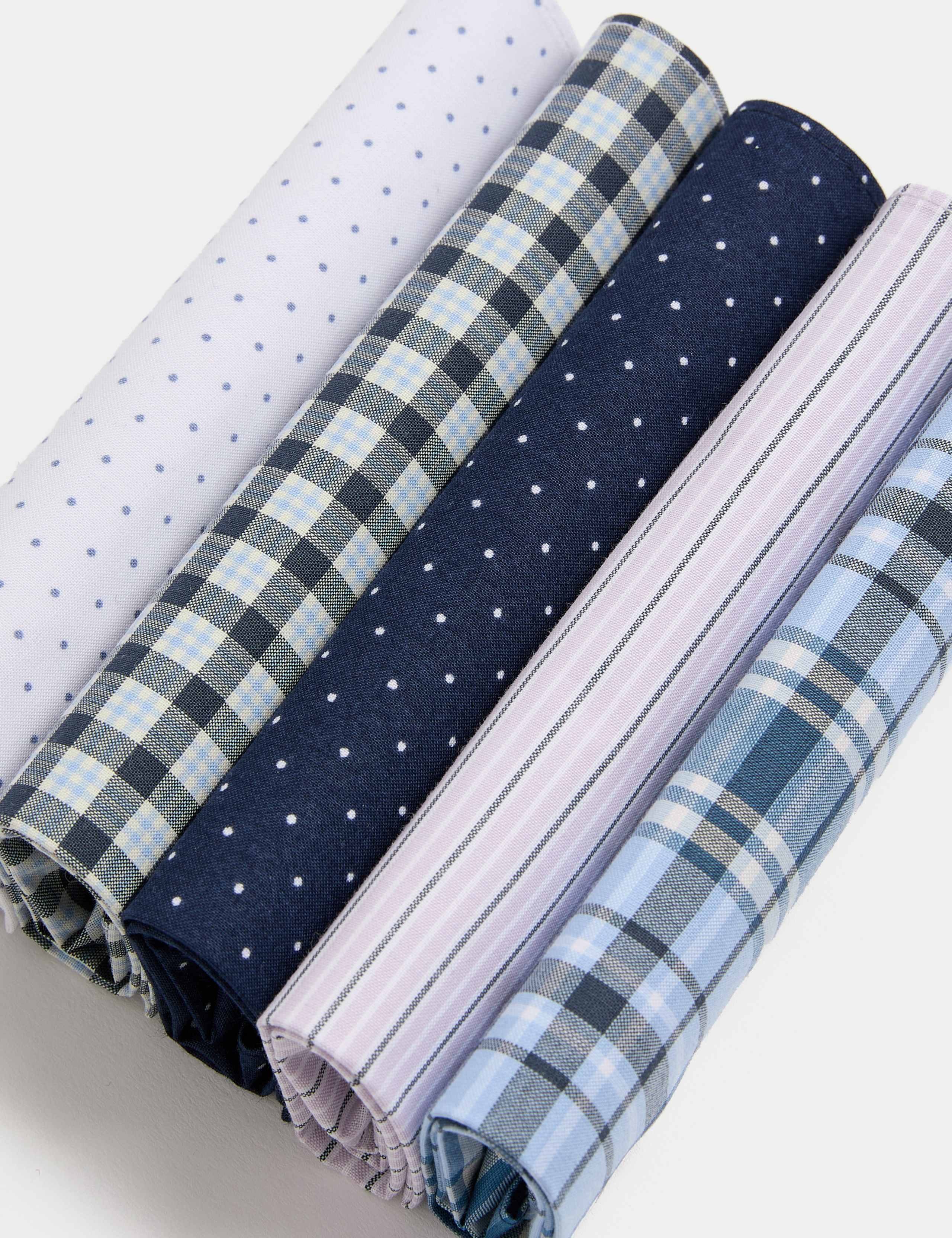 5pk Pure Cotton Patterned Handkerchiefs 3 of 3