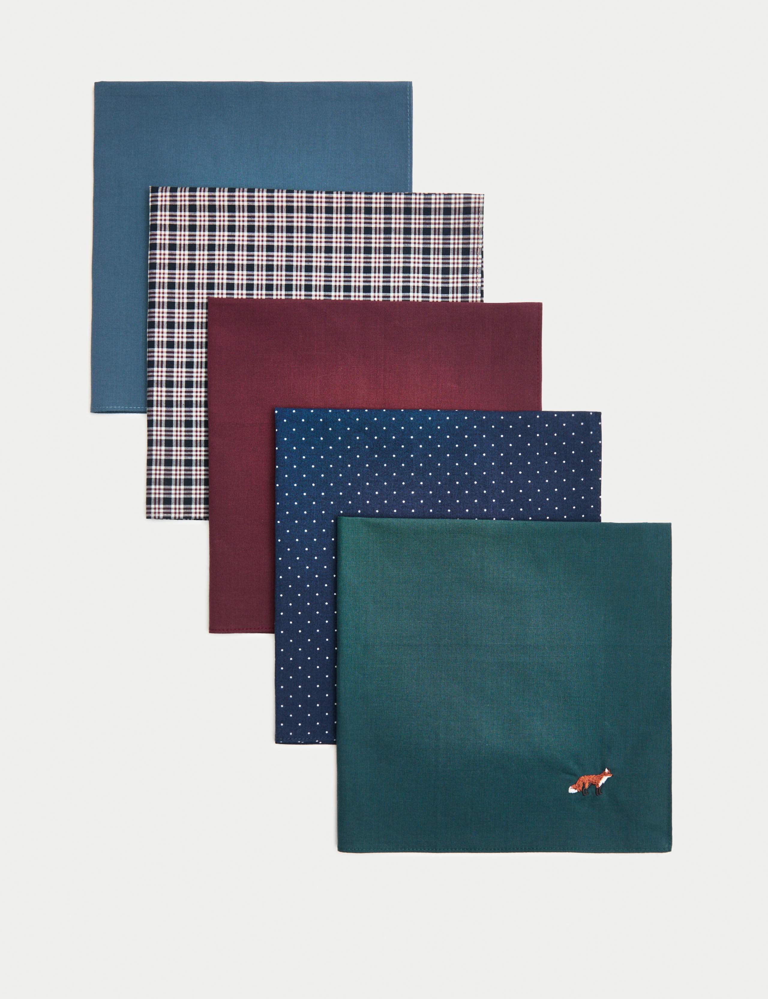 5pk Pure Cotton Woodland Handkerchiefs 2 of 3