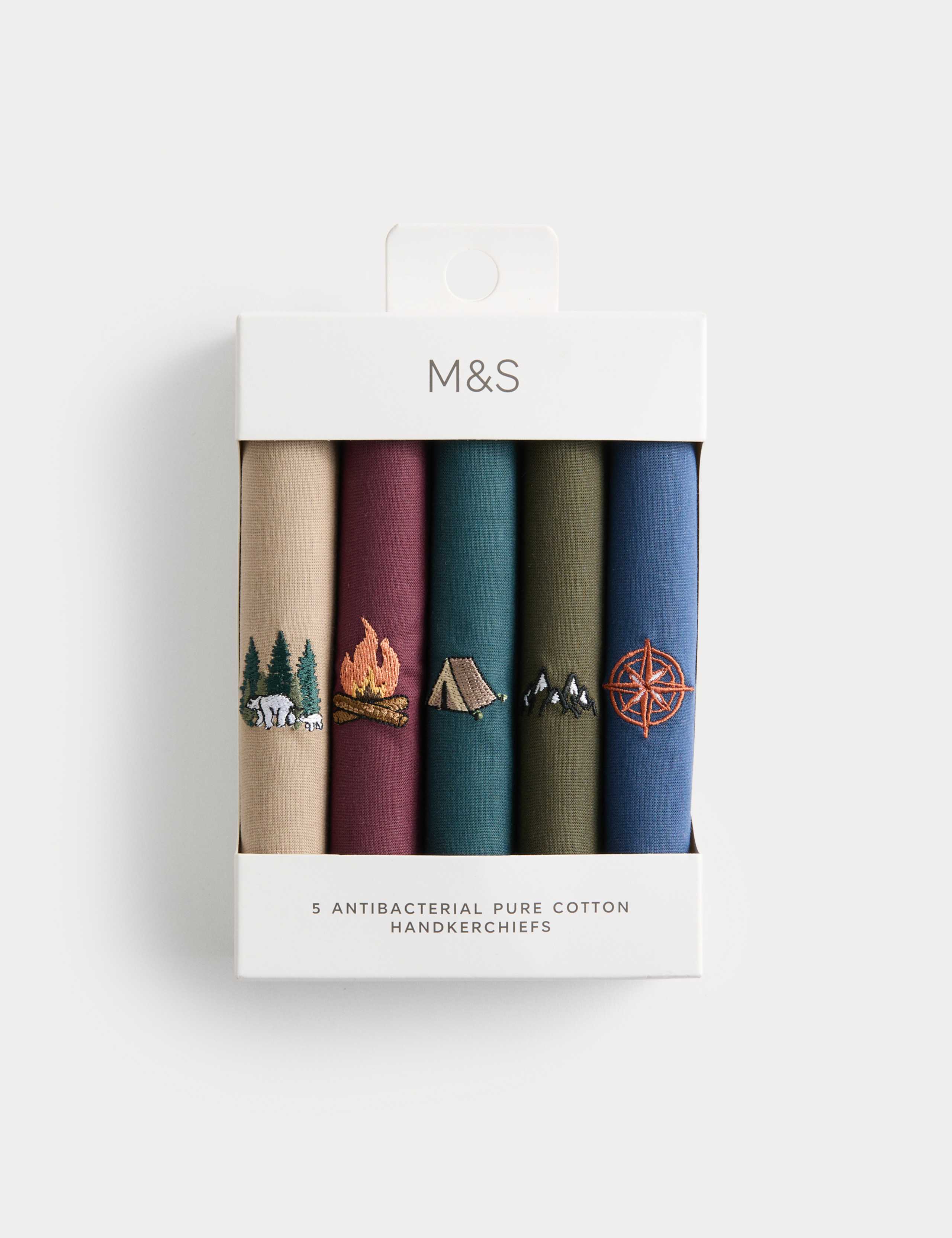 5pk Antibacterial Pure Cotton Handkerchiefs 3 of 4