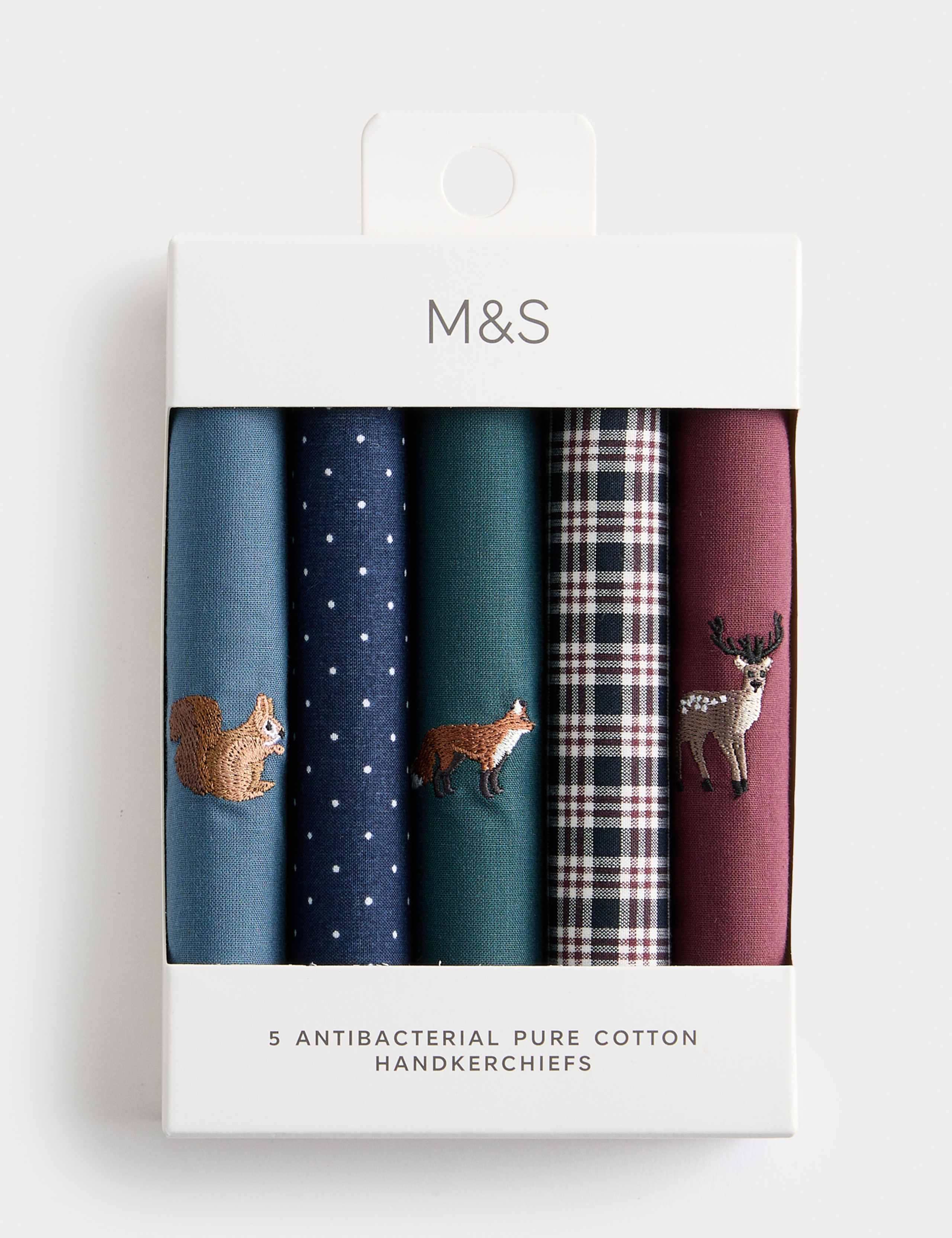 5pk Antibacterial Pure Cotton Handkerchiefs 4 of 4