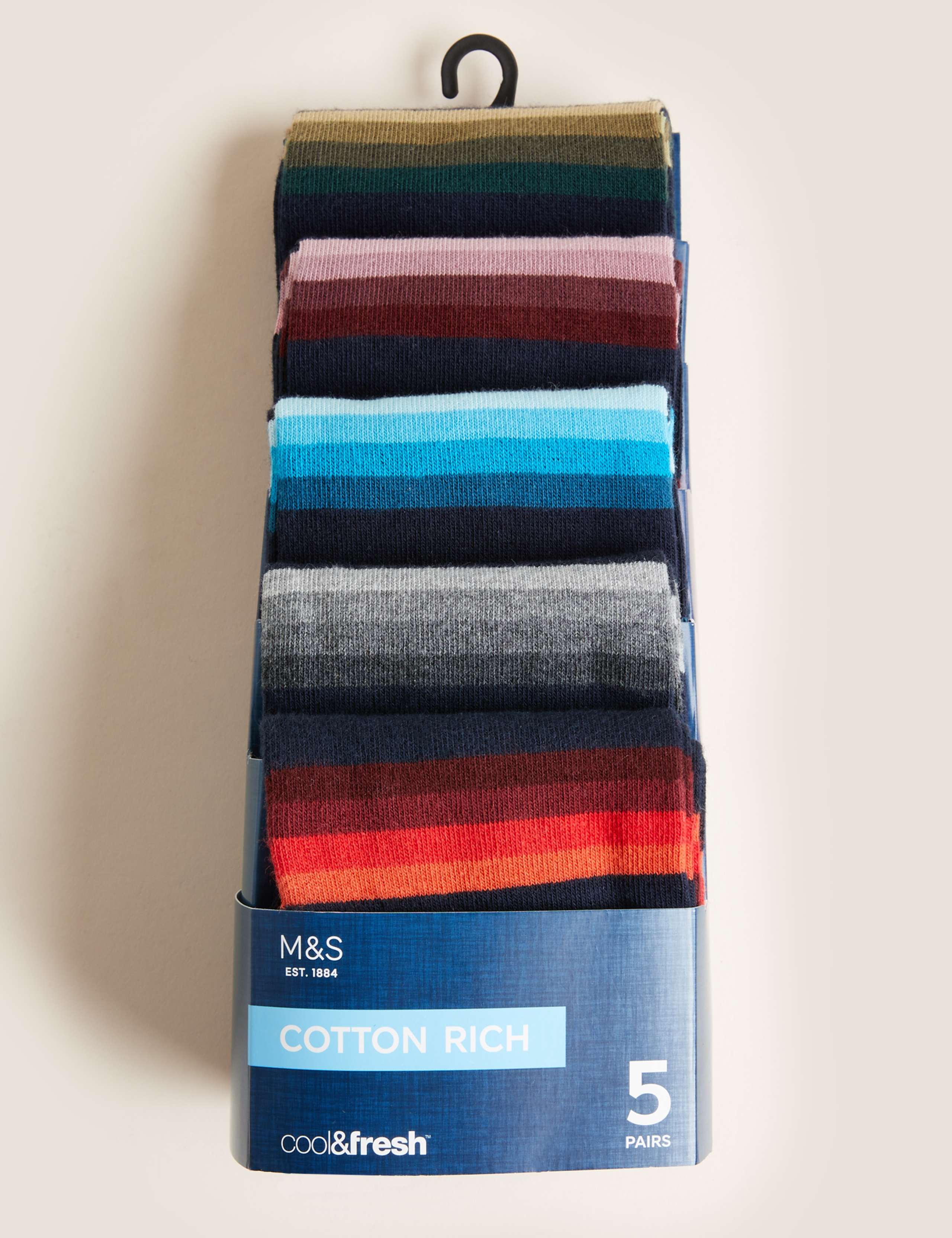 5pk Cool & Fresh™ Striped Socks 2 of 2
