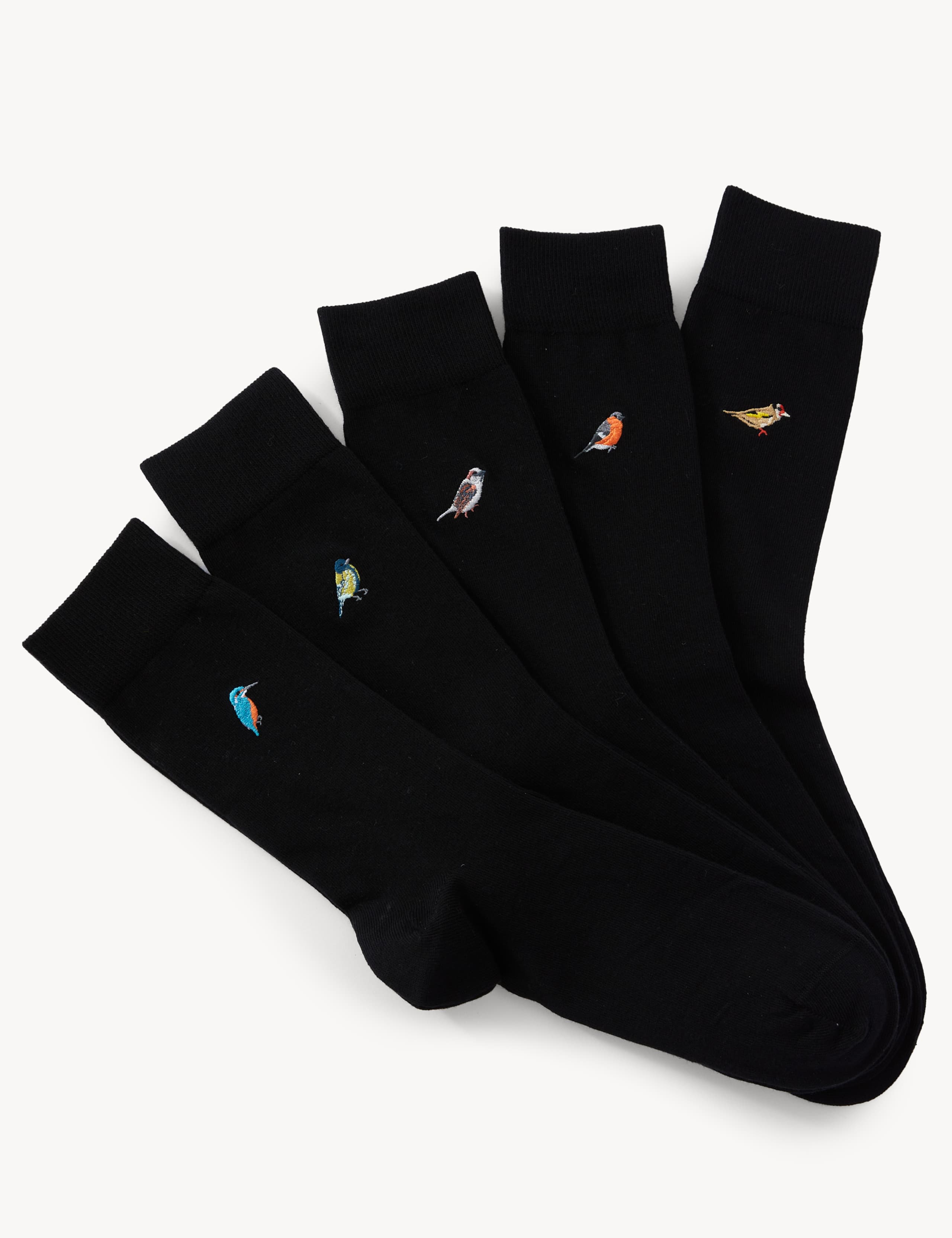 5 Pack Cool & Fresh™ Bird Cotton Rich Socks 1 of 1
