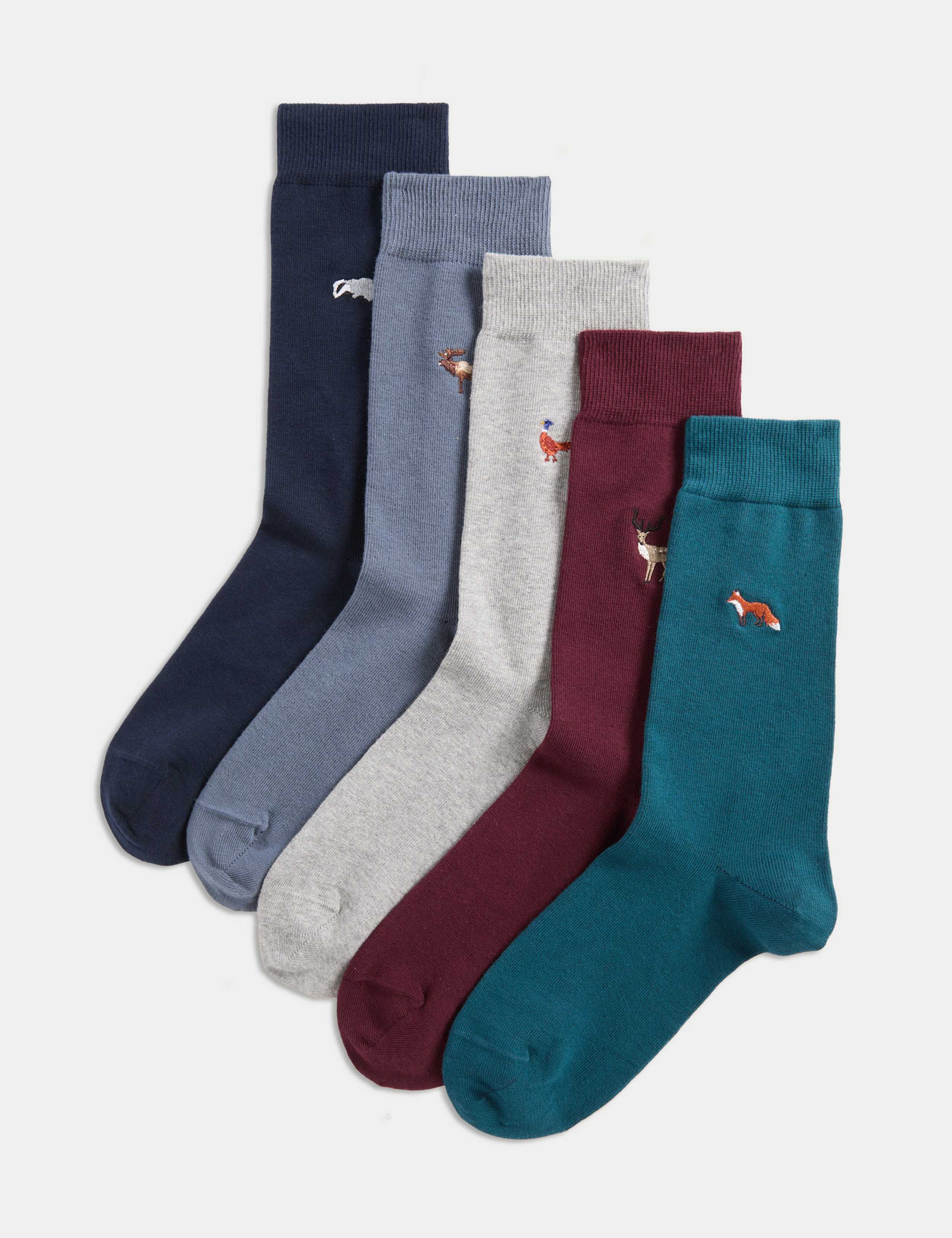 5 Pack Cool & Fresh™ Woodland Cotton Rich Socks 1 of 2