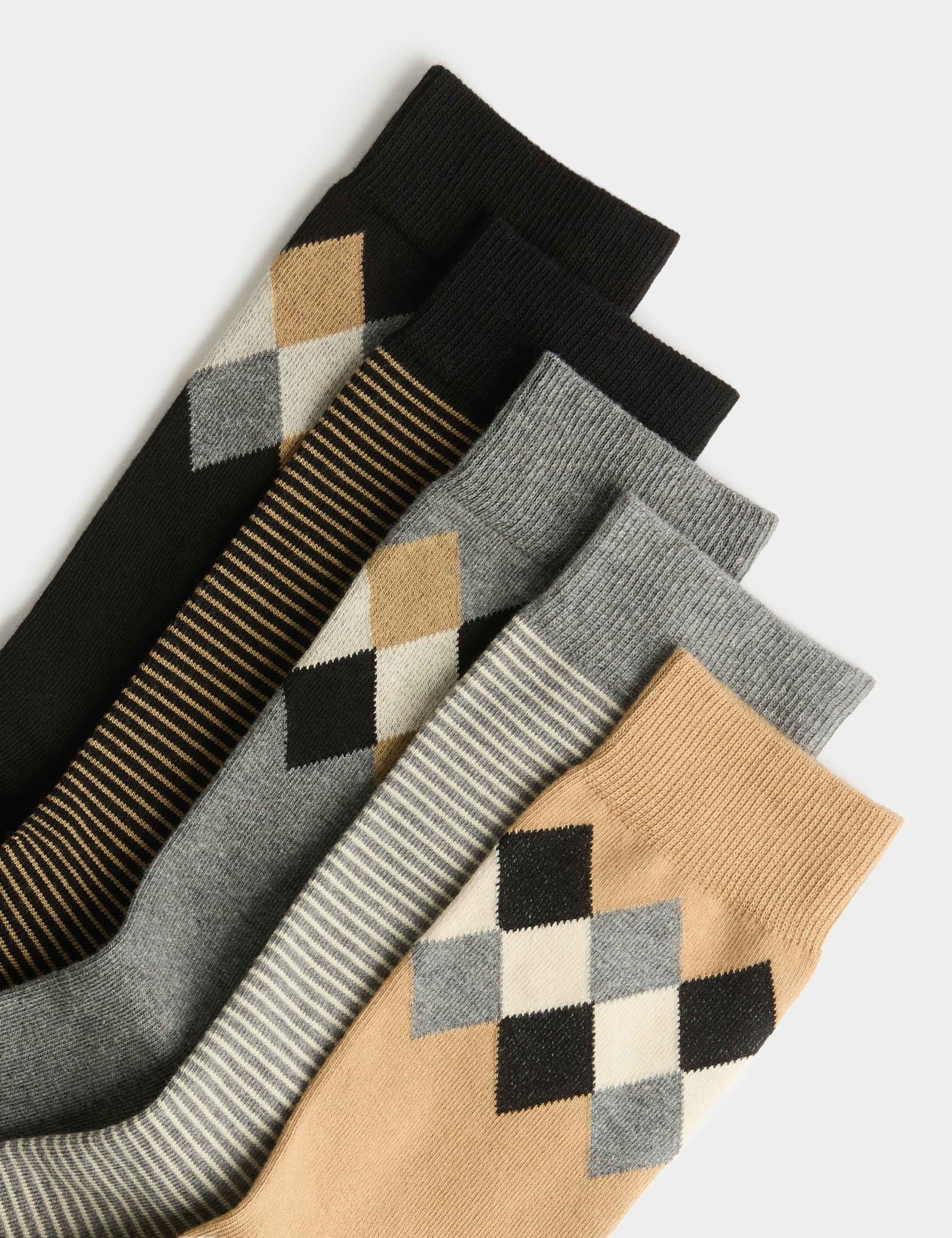 5 Pack Cool & Fresh™ Argyle Cotton Rich Socks 2 of 2