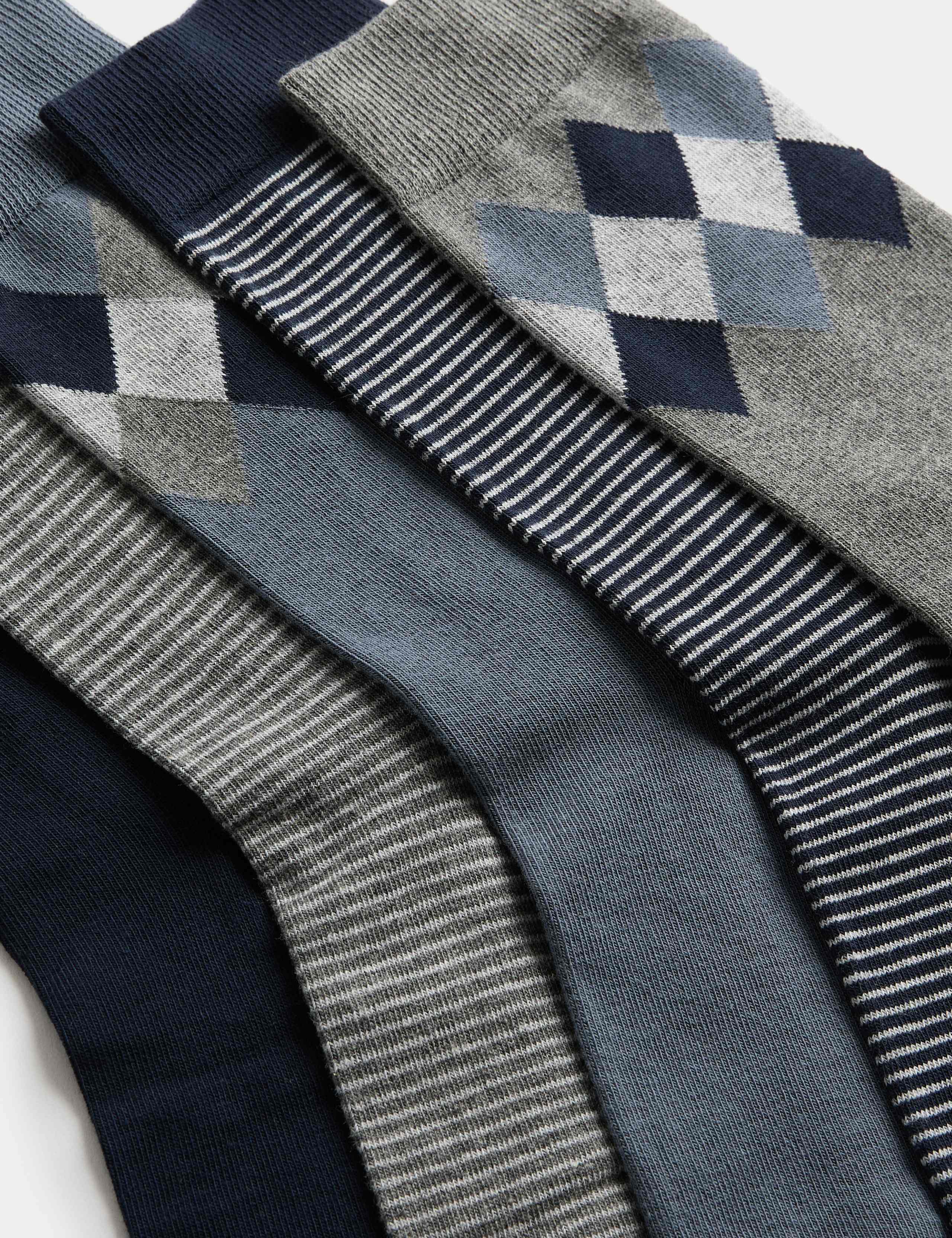 5pk Cool & Fresh™ Argyle Cotton Rich Socks 2 of 2