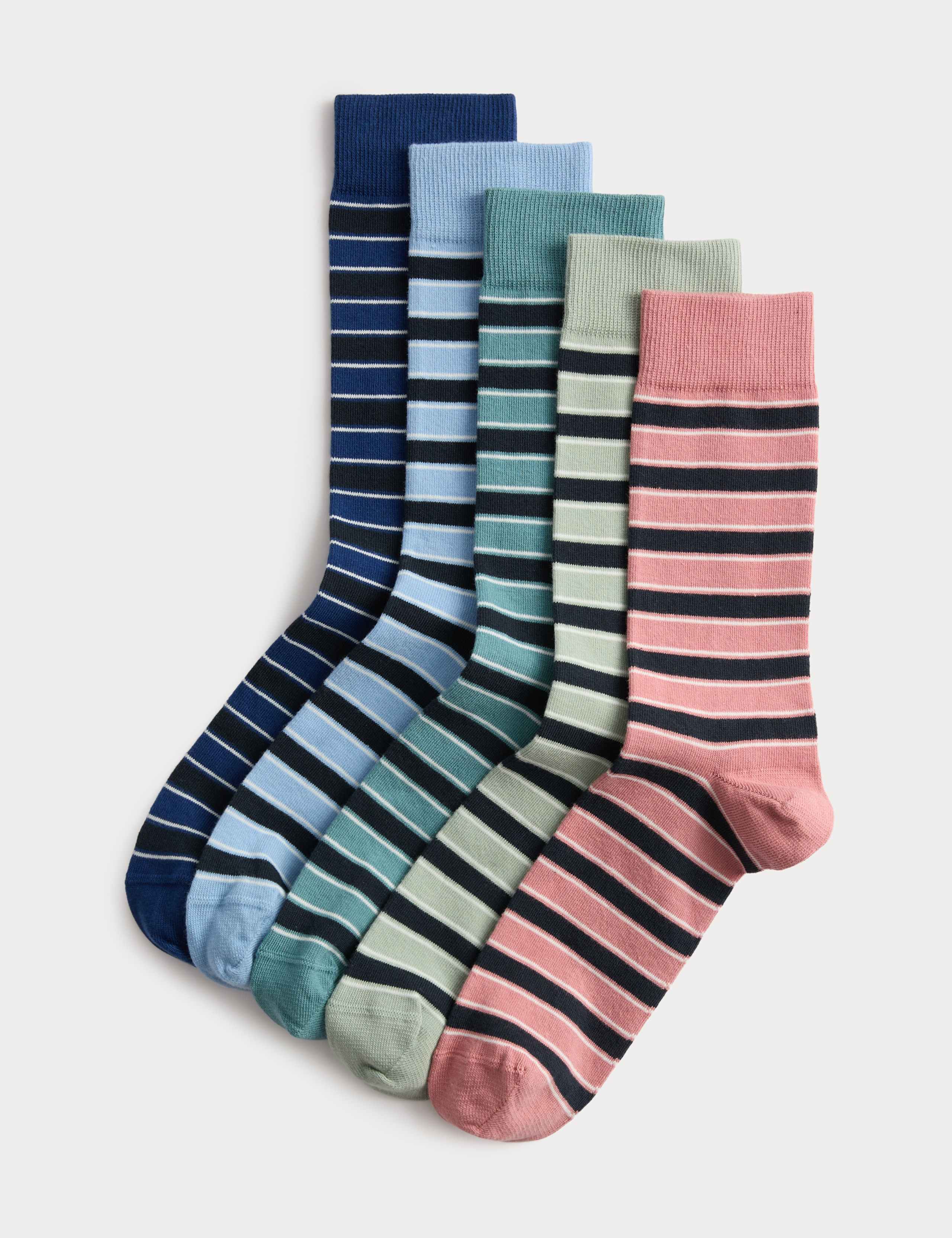5 Pack Cool & Fresh™ Striped Cotton Rich Socks 1 of 2