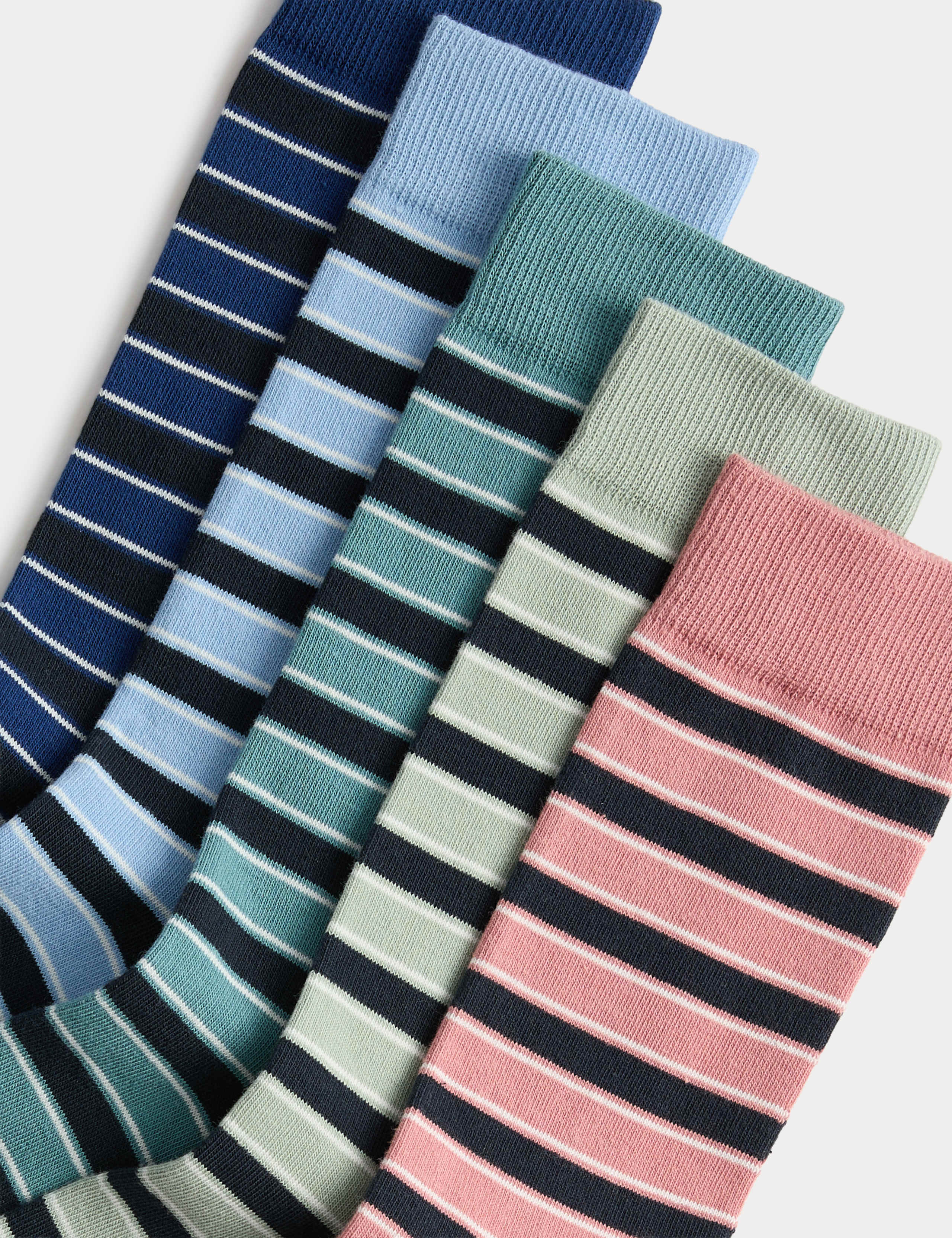 5 Pack Cool & Fresh™ Striped Cotton Rich Socks 2 of 2