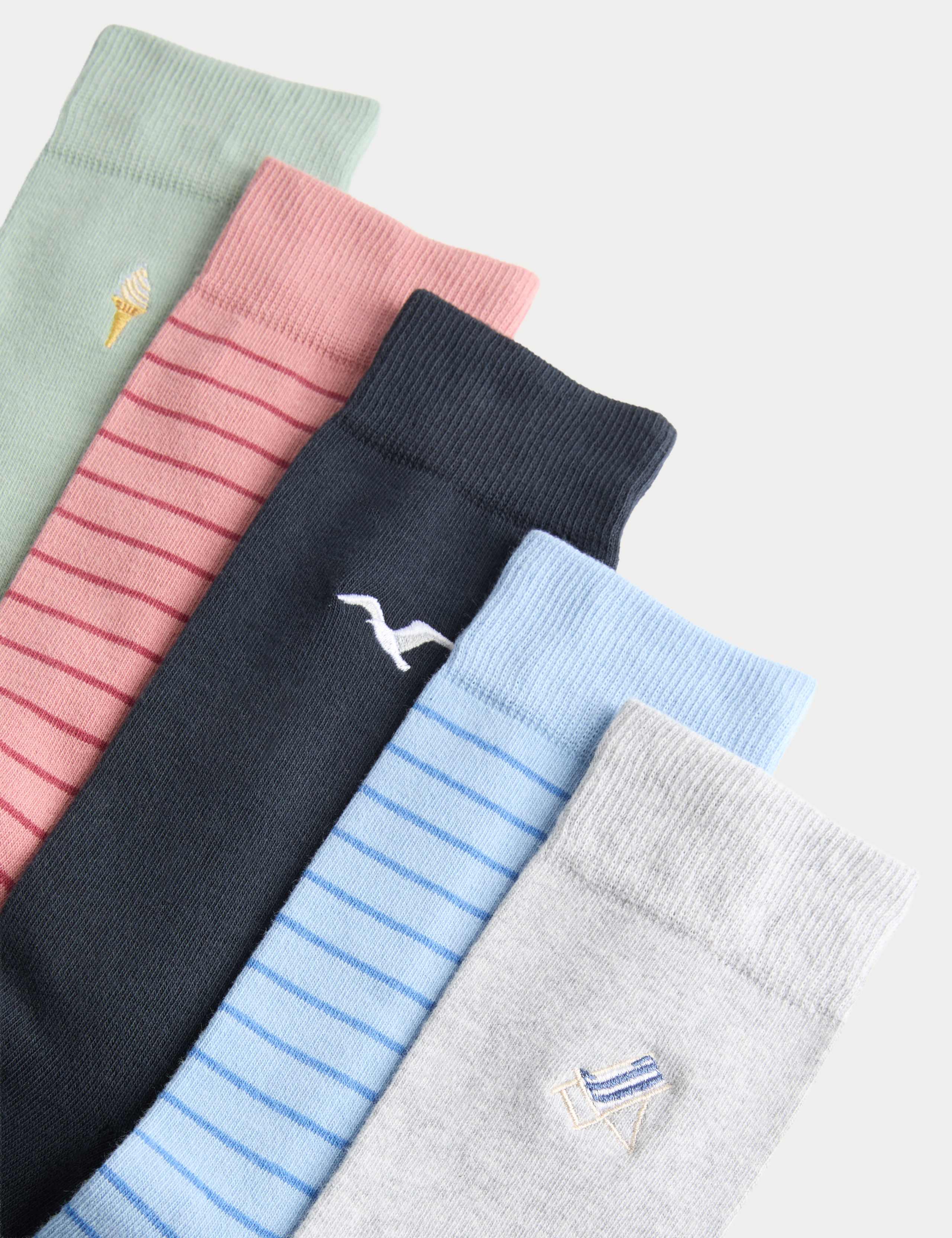 5 Pack Cool & Fresh™ Seaside Cotton Rich Socks 2 of 2