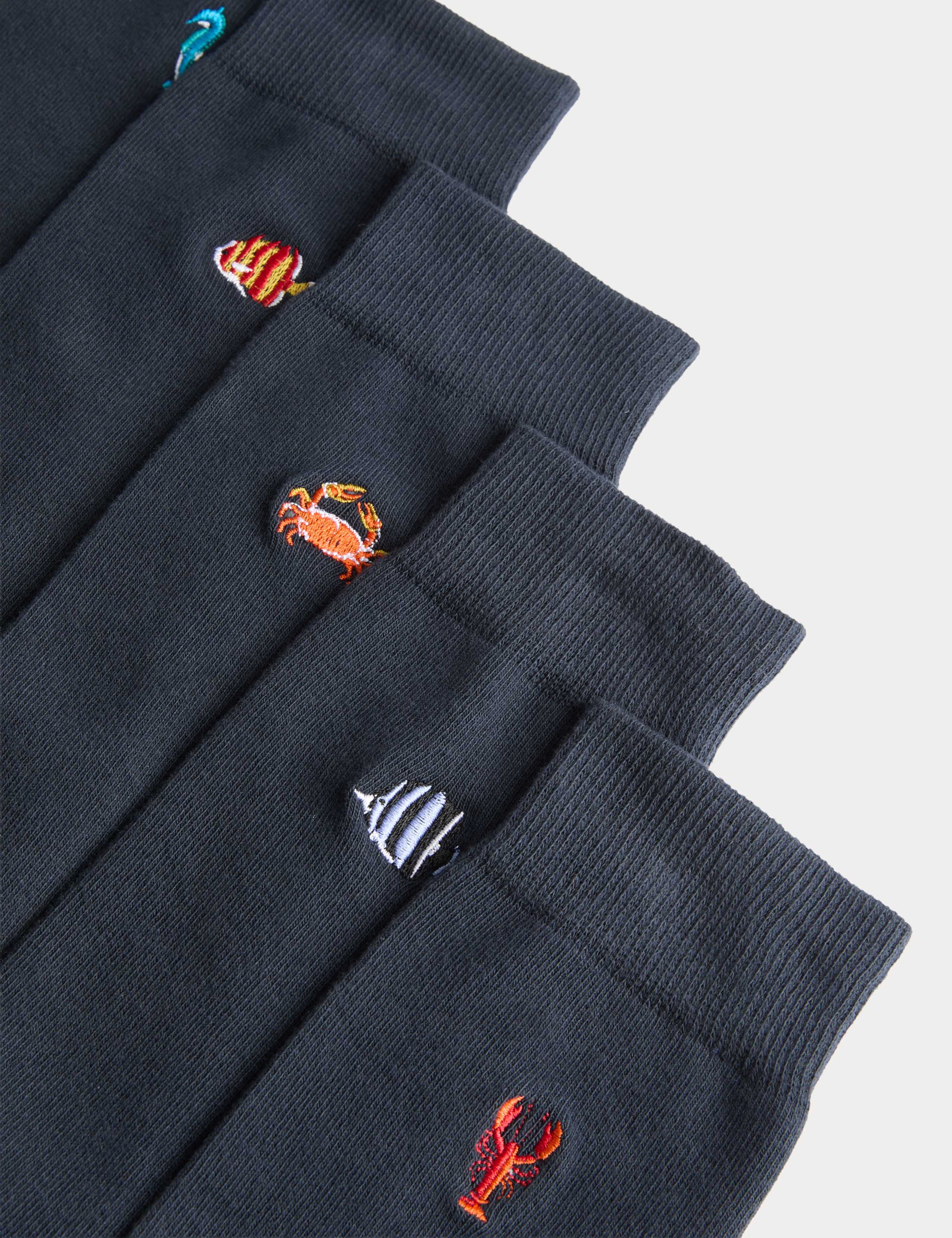 5 Pack Cool & Fresh™ Sea Creatures Cotton Rich Socks 2 of 2