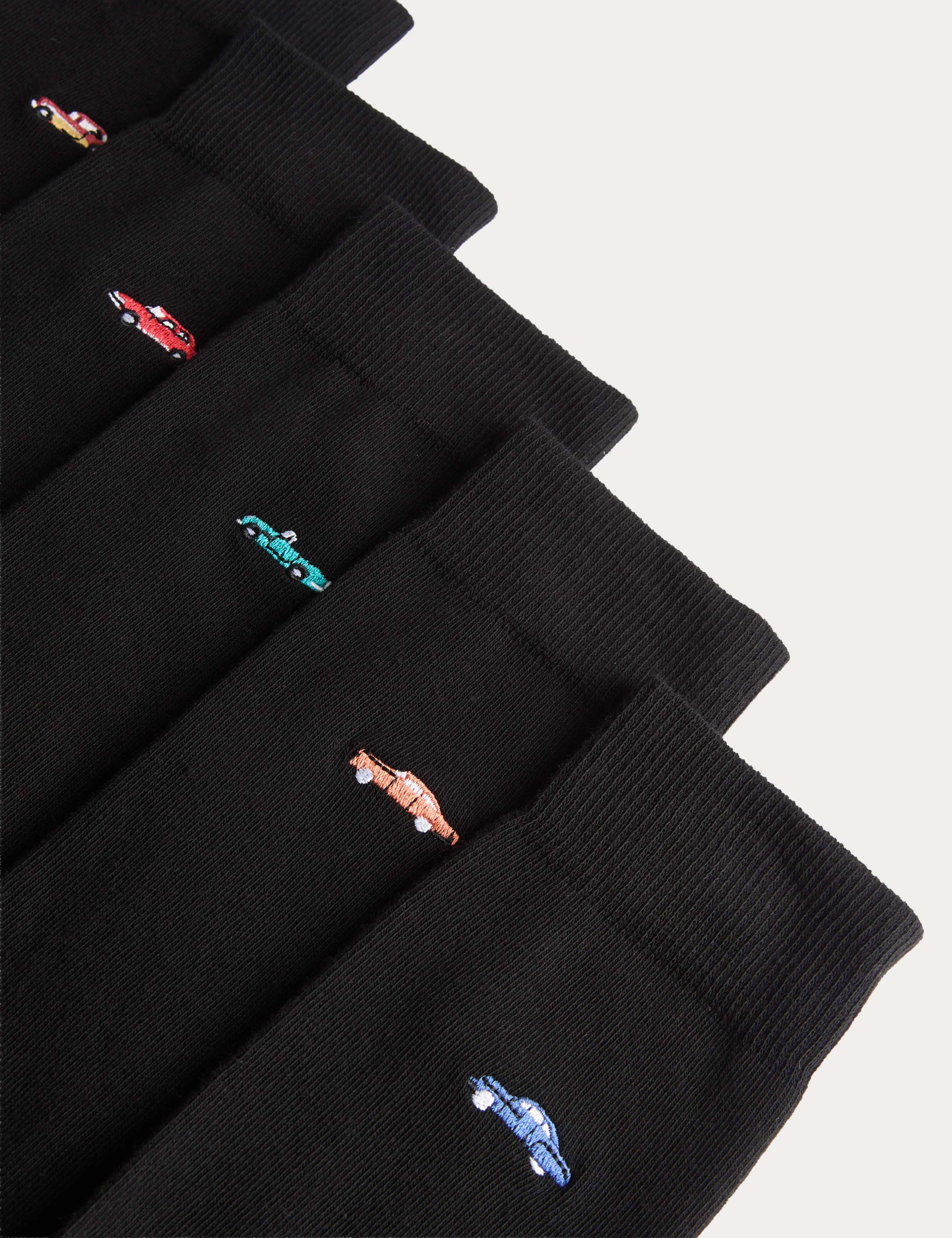 5 Pack Cool & Fresh™ Vintage Car Cotton Rich Socks 2 of 2
