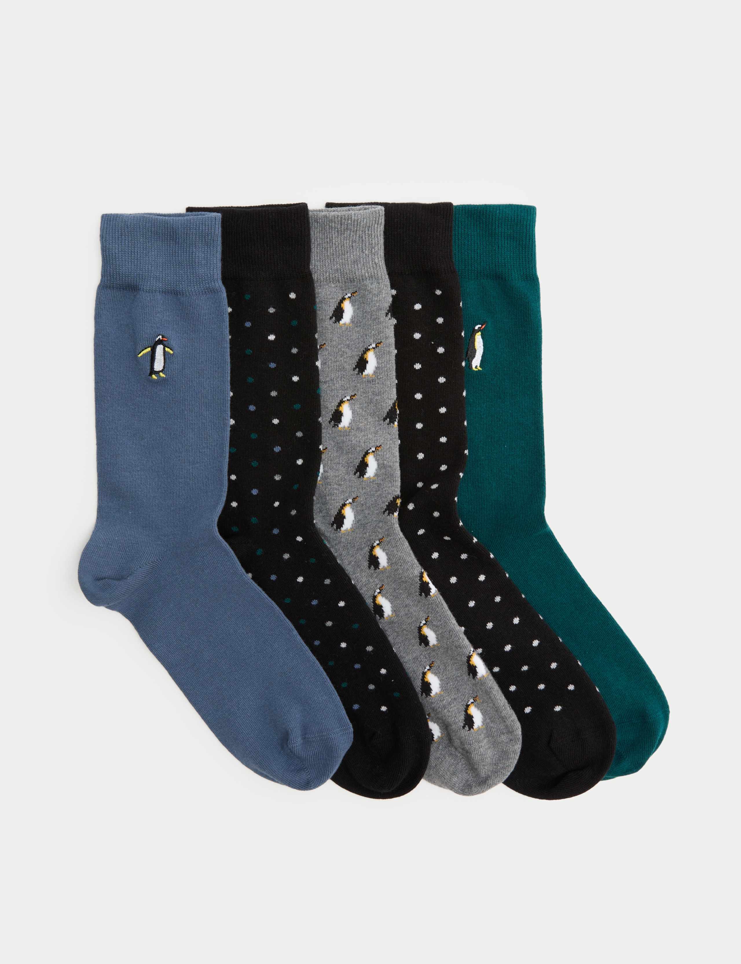 5pk Cool & Fresh™ Penguin Cotton Rich Socks 2 of 3