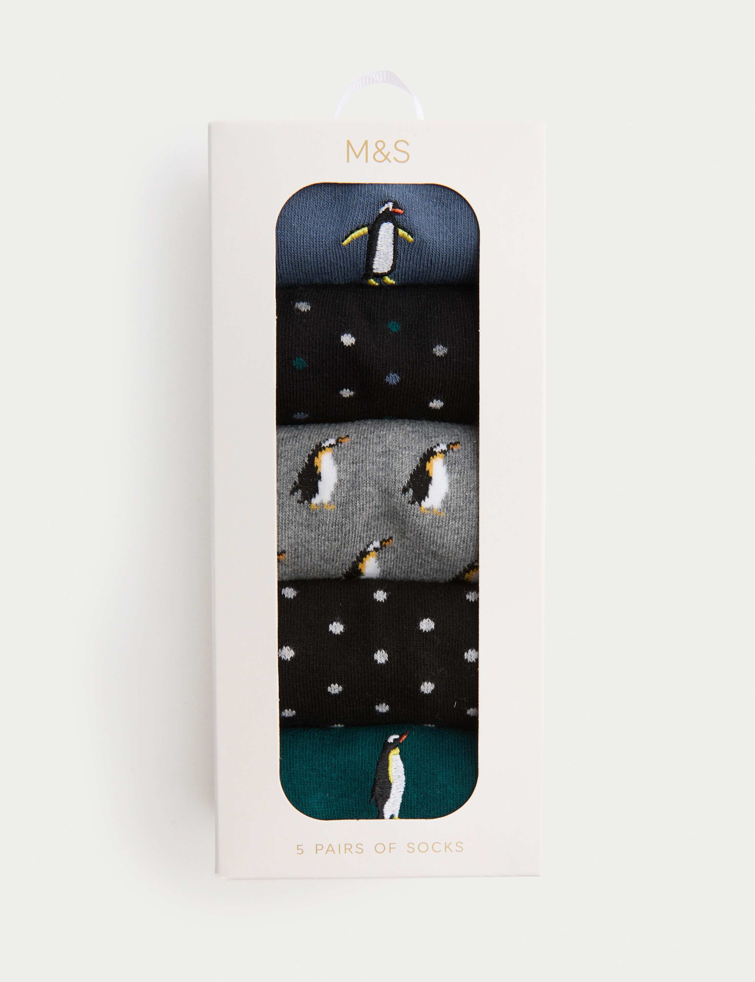 5 Pack Cool & Fresh™ Penguin Cotton Rich Socks 1 of 3