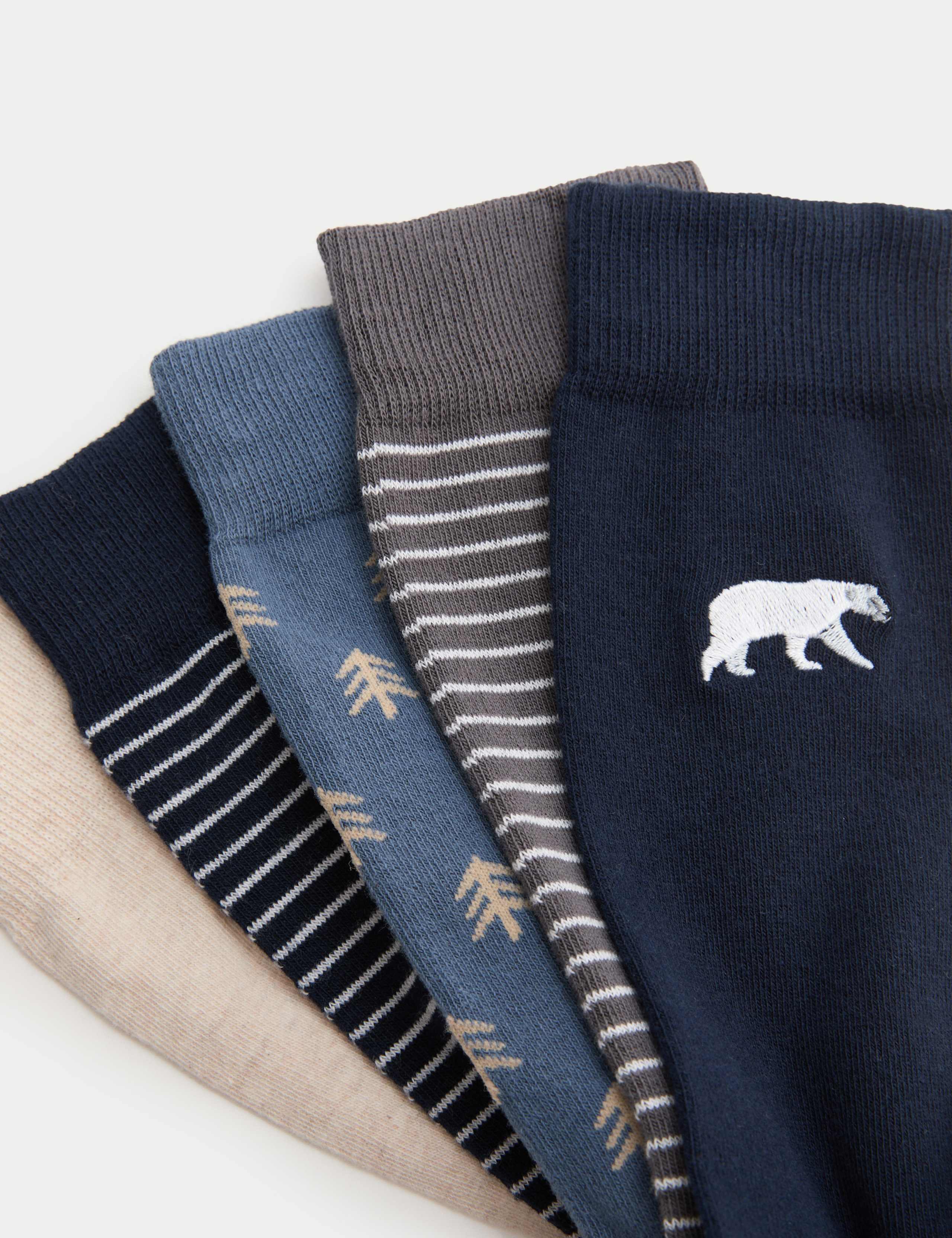 5pk Cool & Fresh™ Bear Cotton Rich Socks 2 of 2