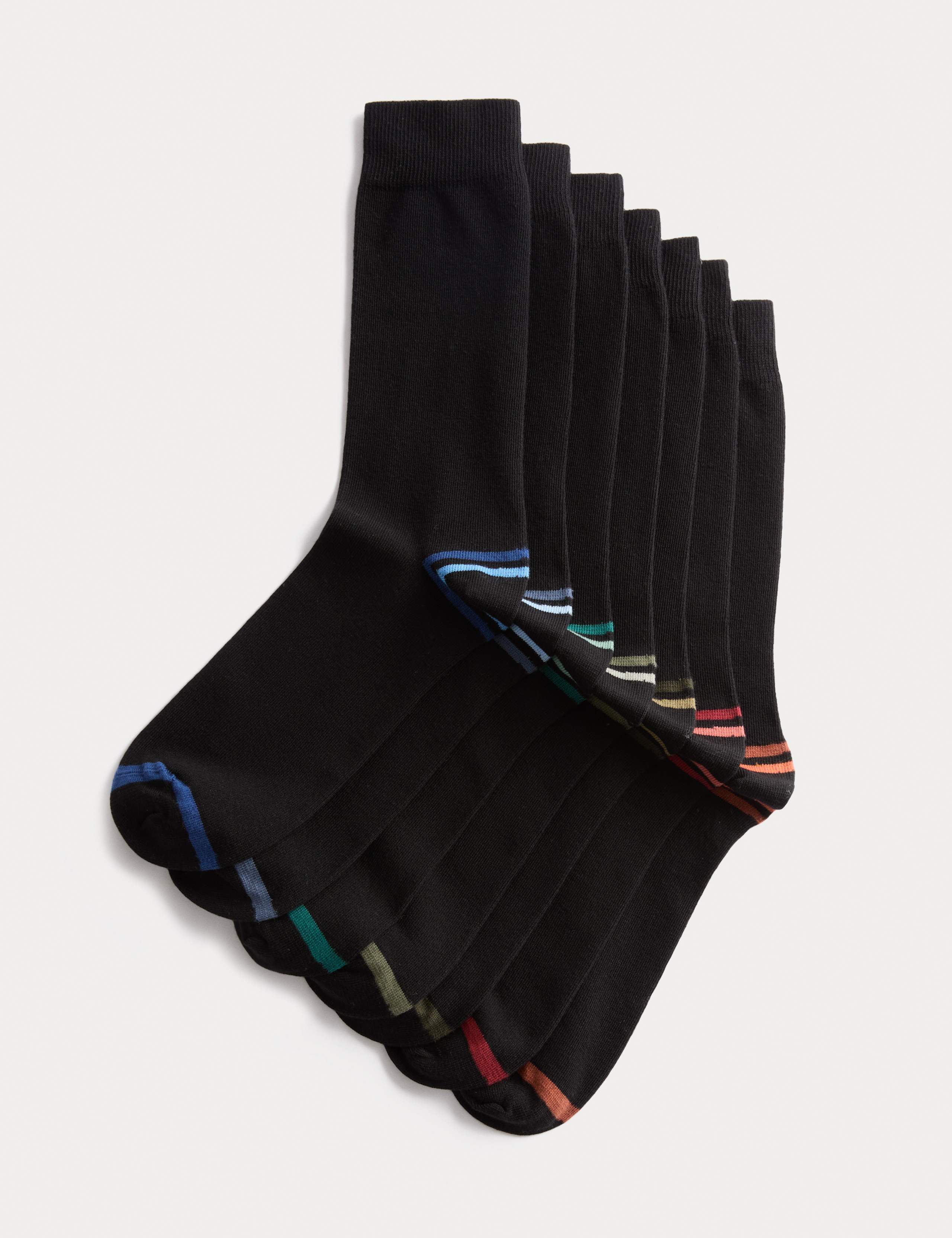7 Pack Cool & Fresh™ Striped Cotton Rich Socks 1 of 2