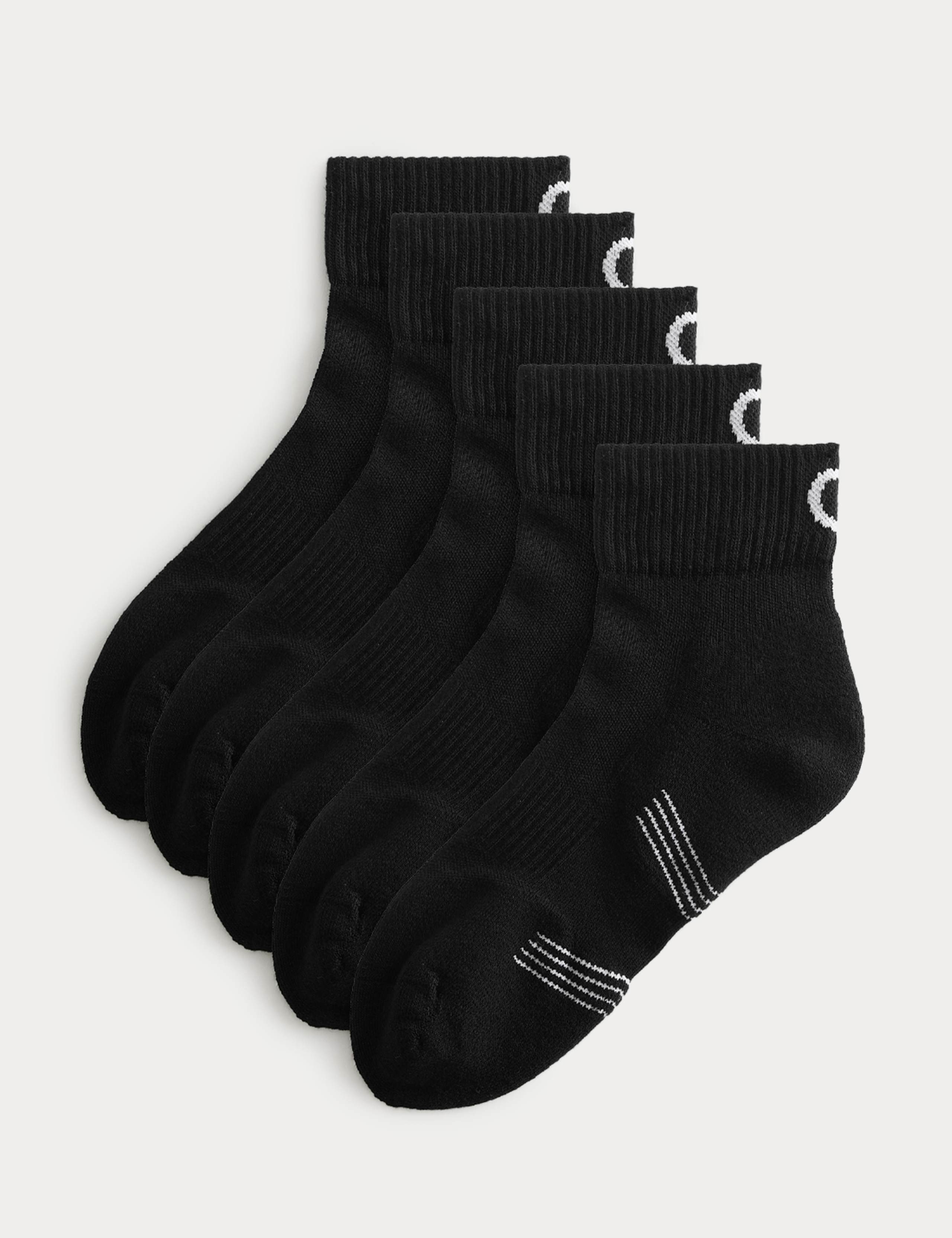 5 Pack Freshfeet Cushioned Cotton Rich Quarter Liner Sport Socks 1 of 1