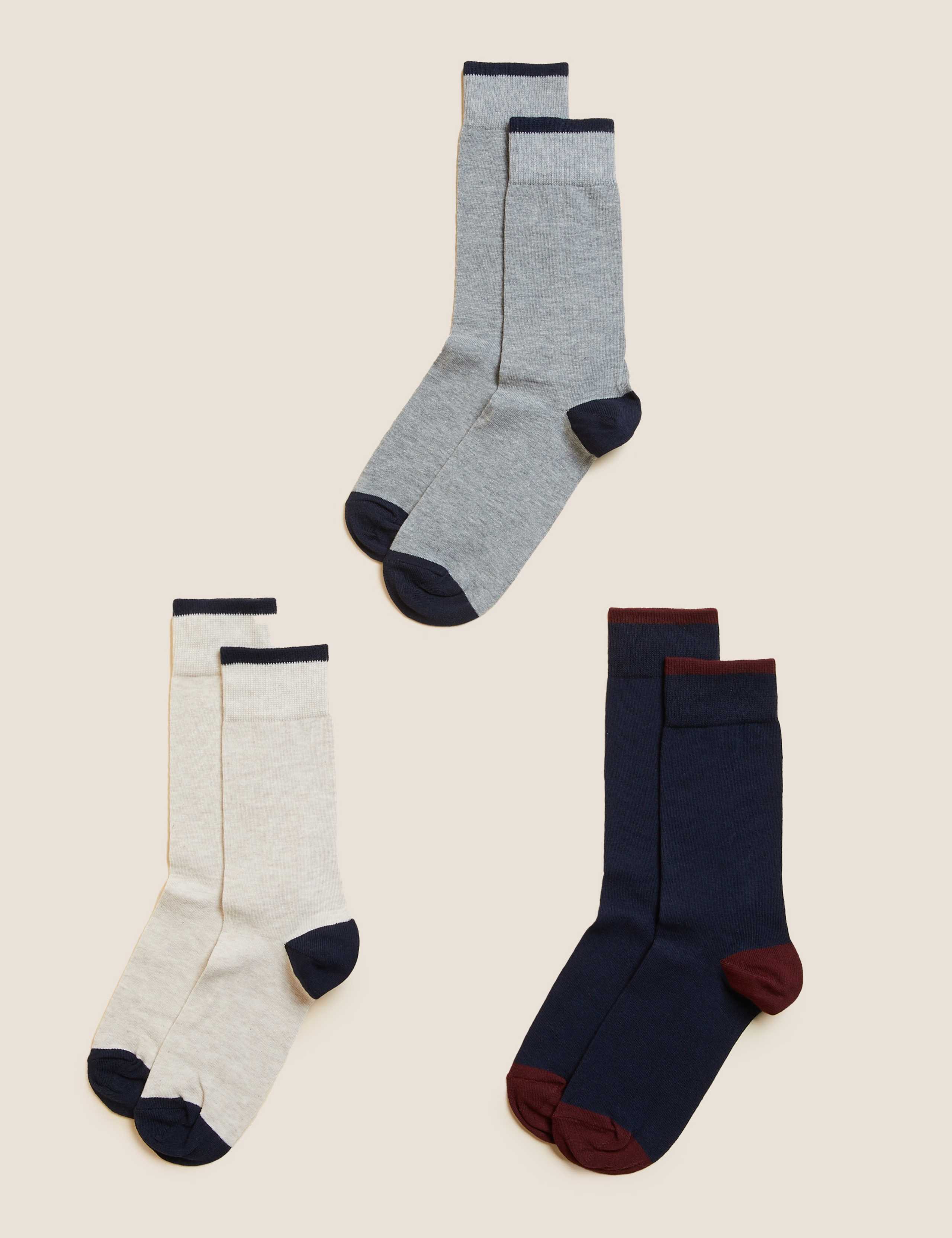 3pk Assorted Cotton Rich Socks 1 of 1