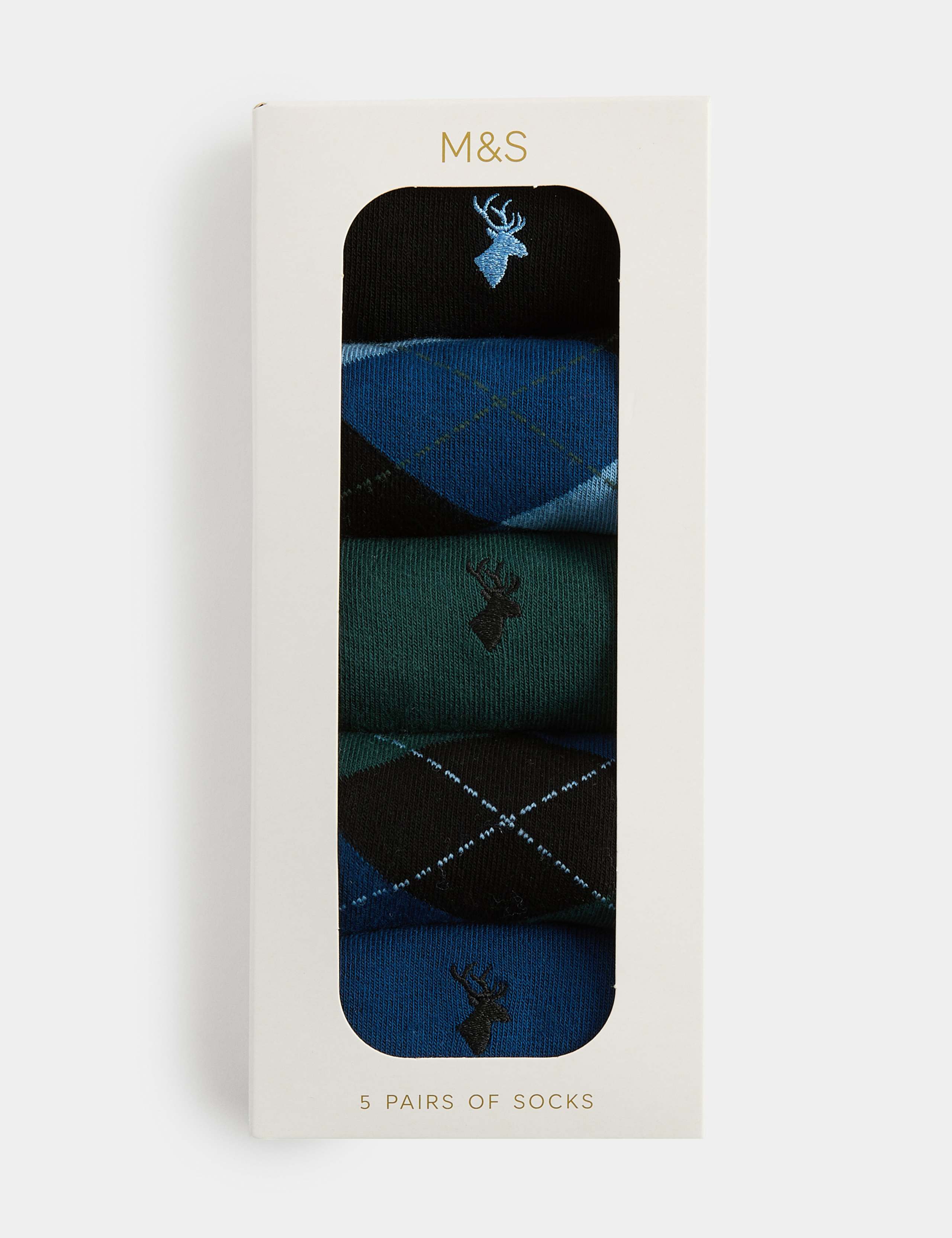 5 Pack Cool & Fresh™ Stag Argyle Cotton Rich Socks 3 of 3