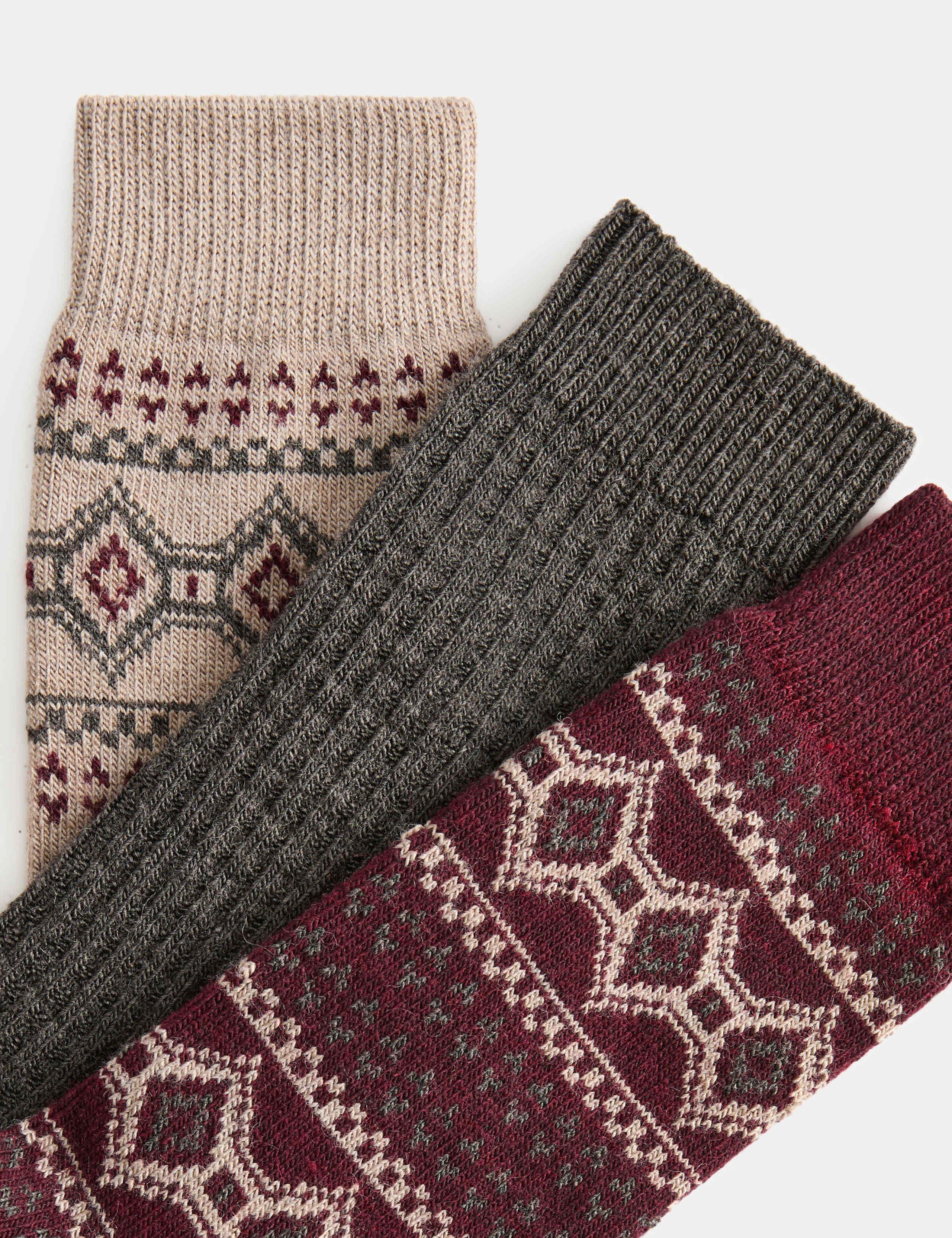 3 Pack Patterned Socks with Wool 2 of 2