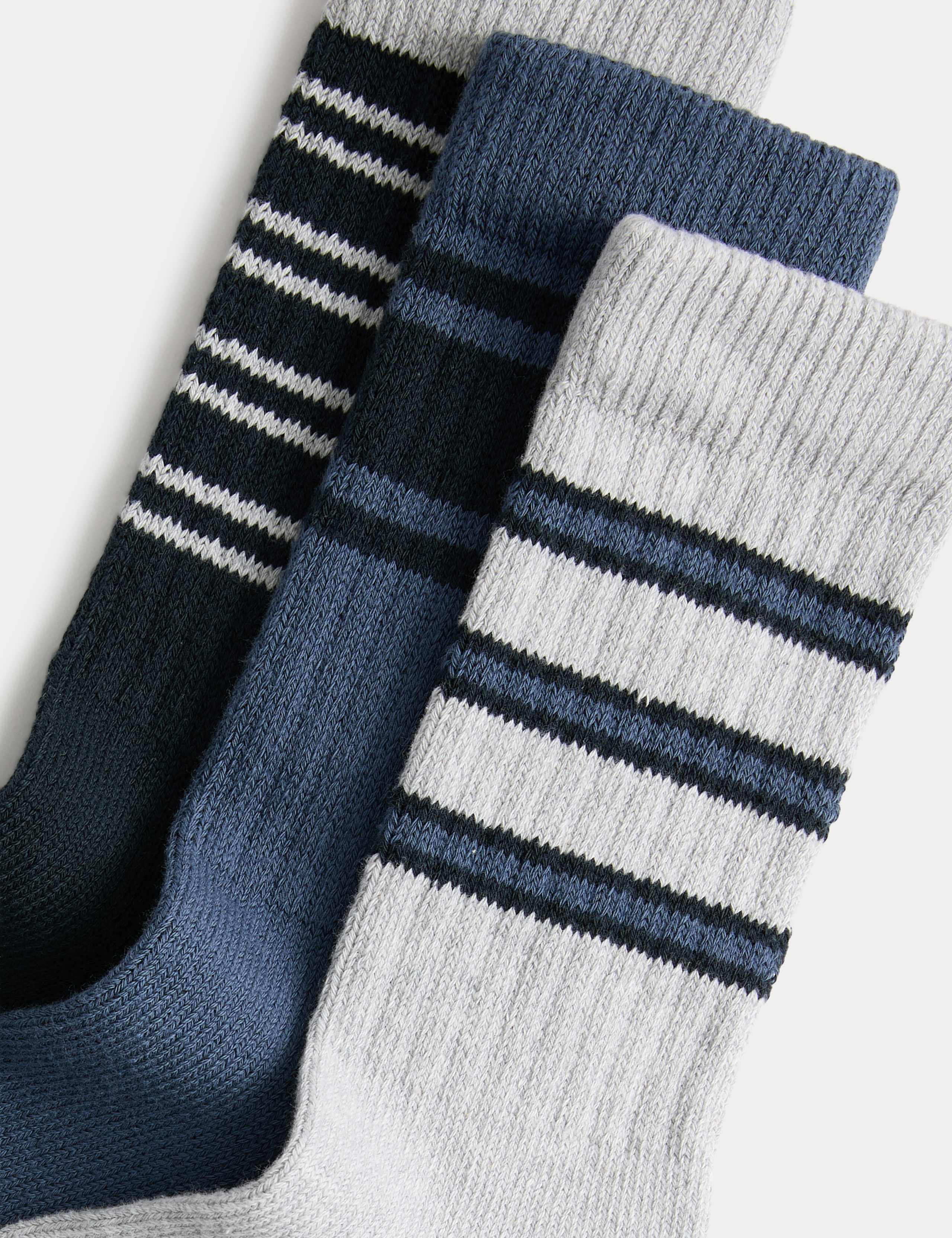 3 Pack Striped Cotton Rich Casual Socks 2 of 2