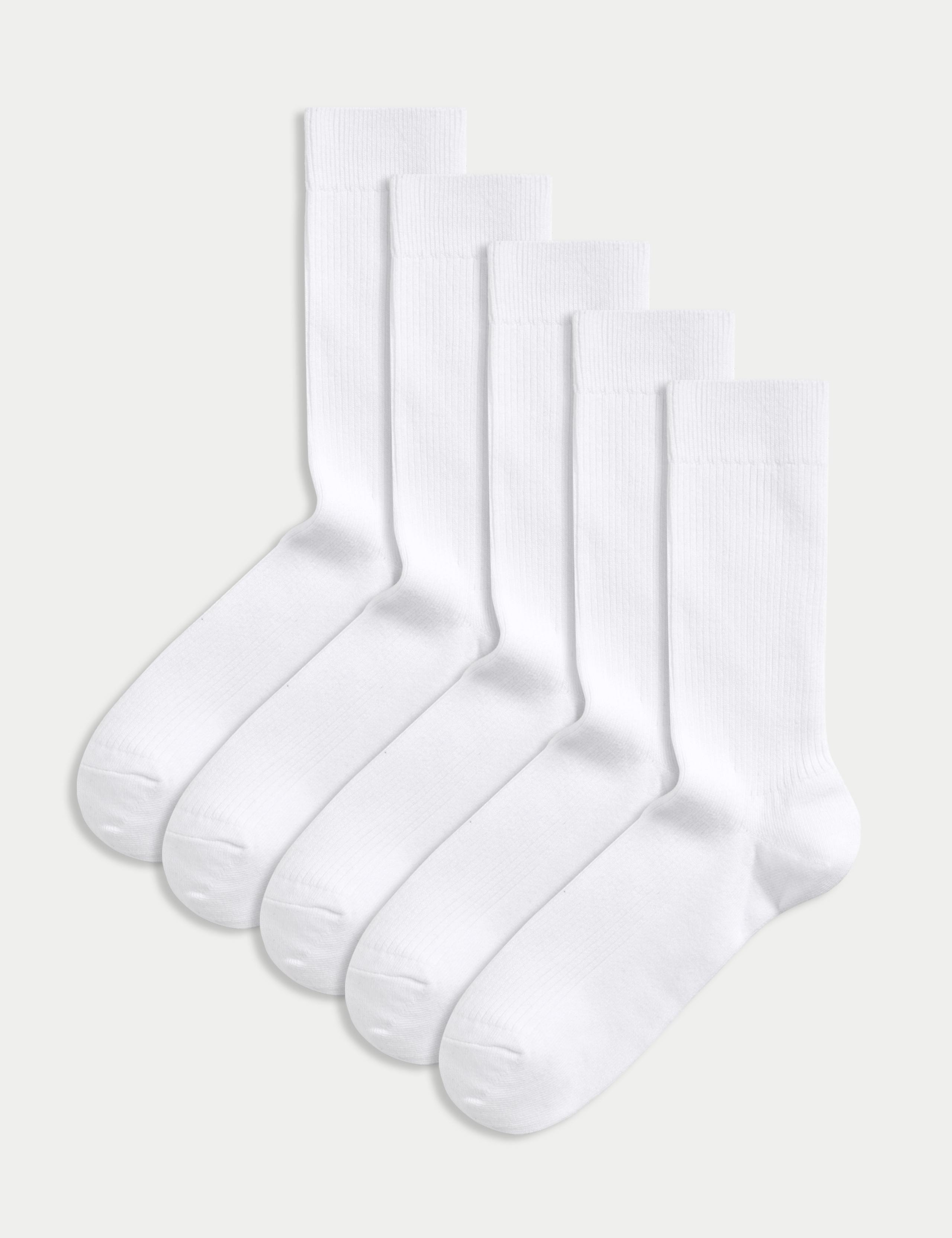 5 Pack Cotton Rich Ribbed Socks 1 of 2