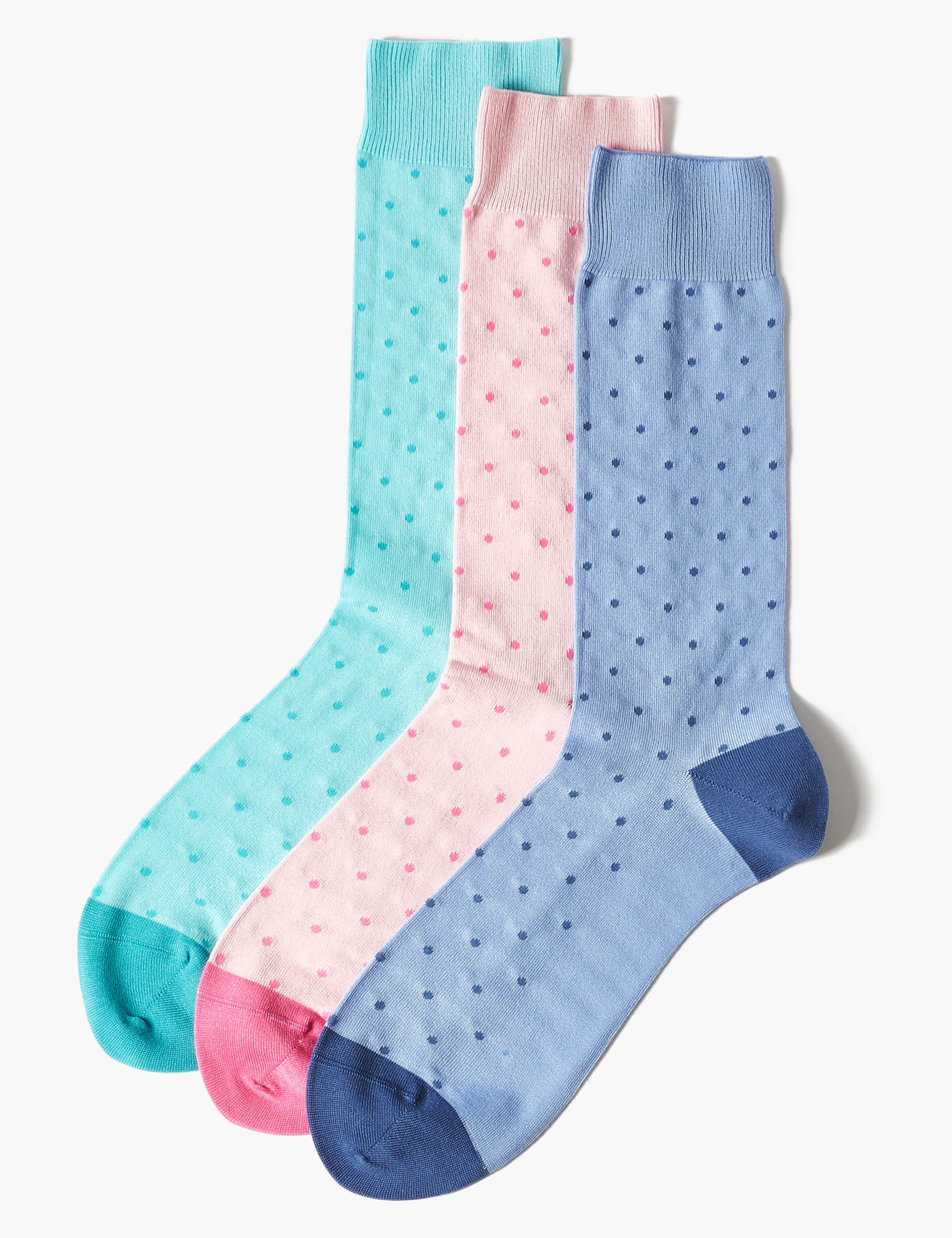 3pk Luxury Polka Dot Cotton Rich Socks 1 of 1