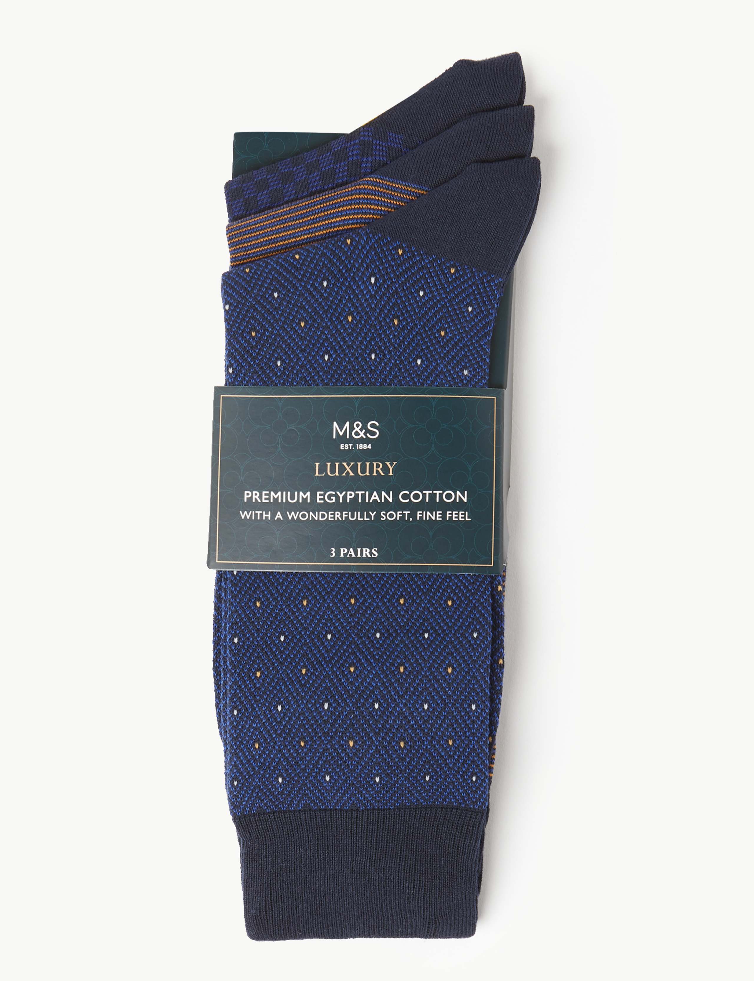3pk Luxury Egyptian Cotton Socks 2 of 2