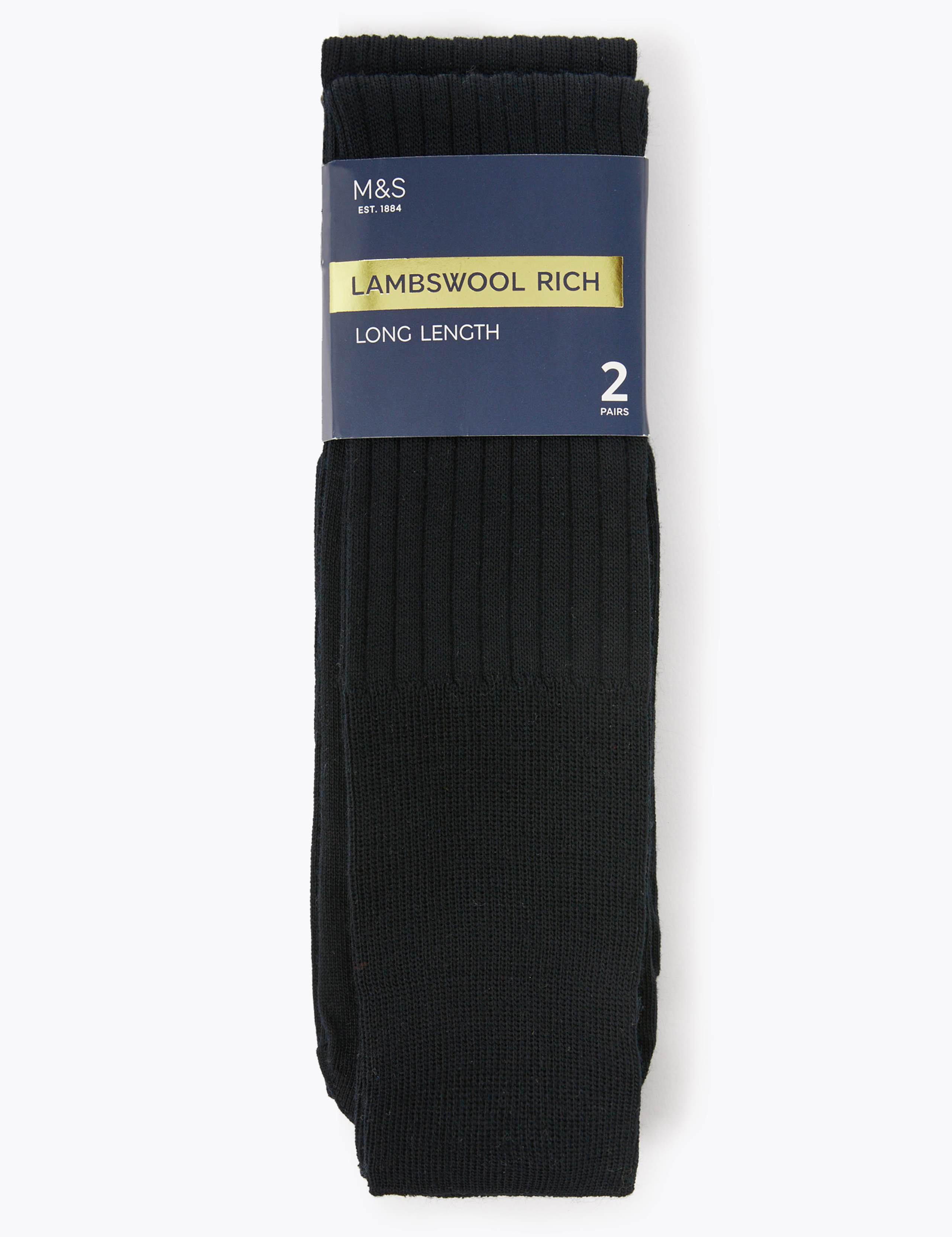 2pk Lambswool Rich Long Length Socks 2 of 2