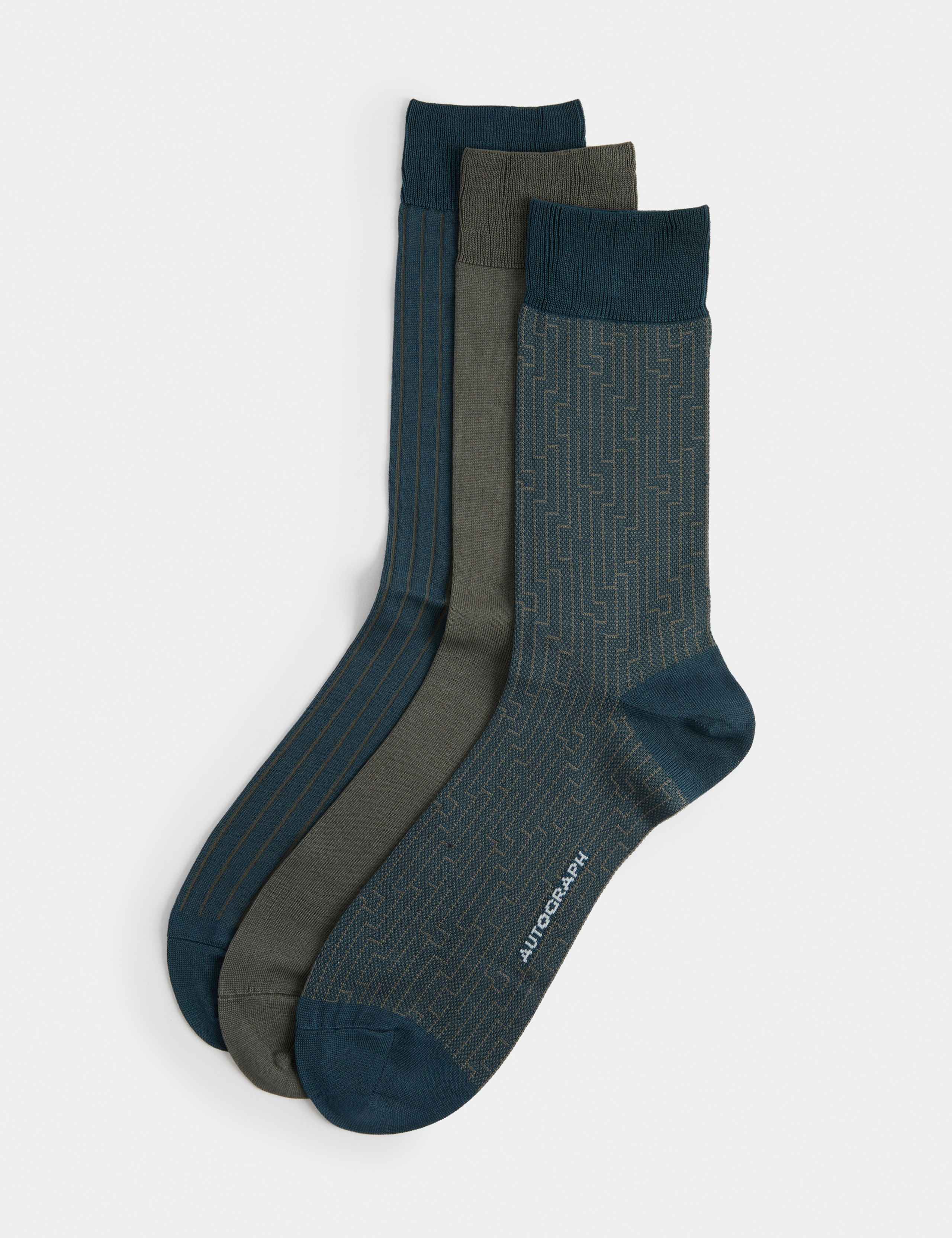 3pk Cotton Rich Design Socks 1 of 2