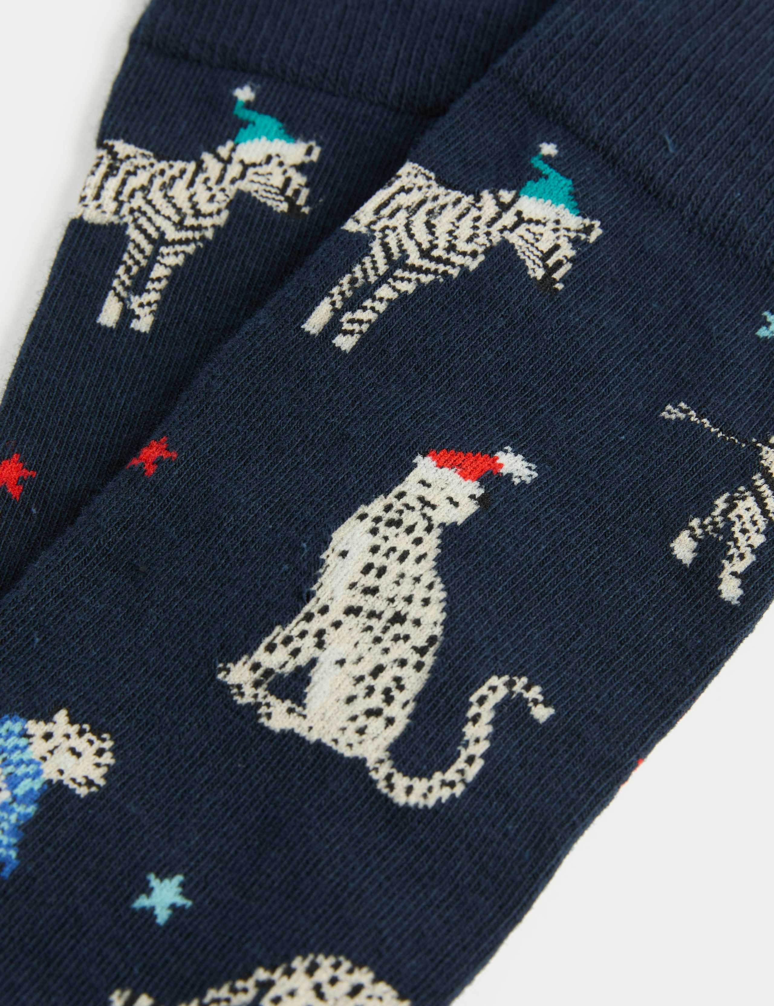 Cotton Rich Zebra Cheetah Christmas Socks 2 of 3