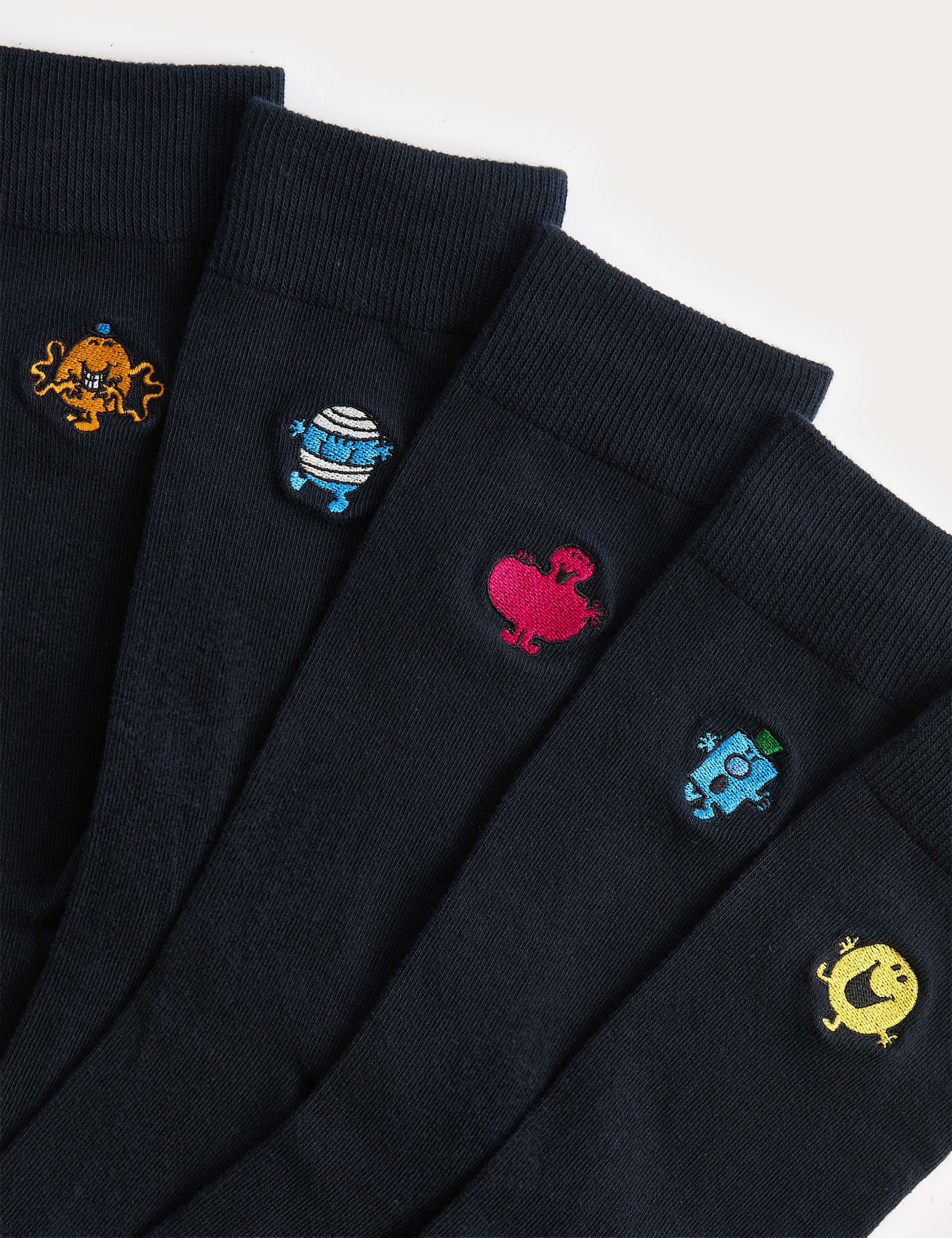 5 Pack Mr Men Embroidered Cotton Rich Socks 2 of 2