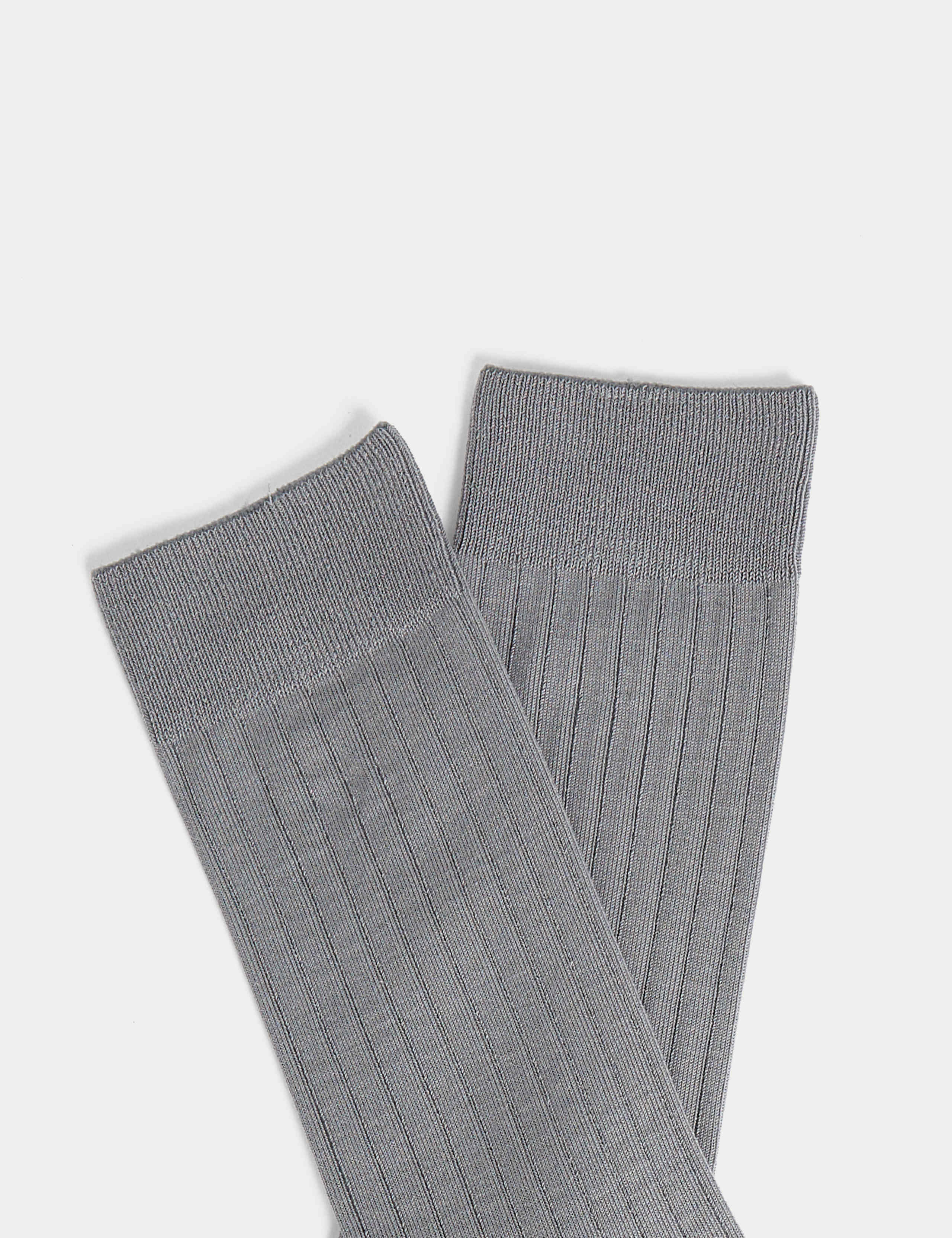 1pk Egyptian Cotton Rich Ribbed Socks 2 of 3
